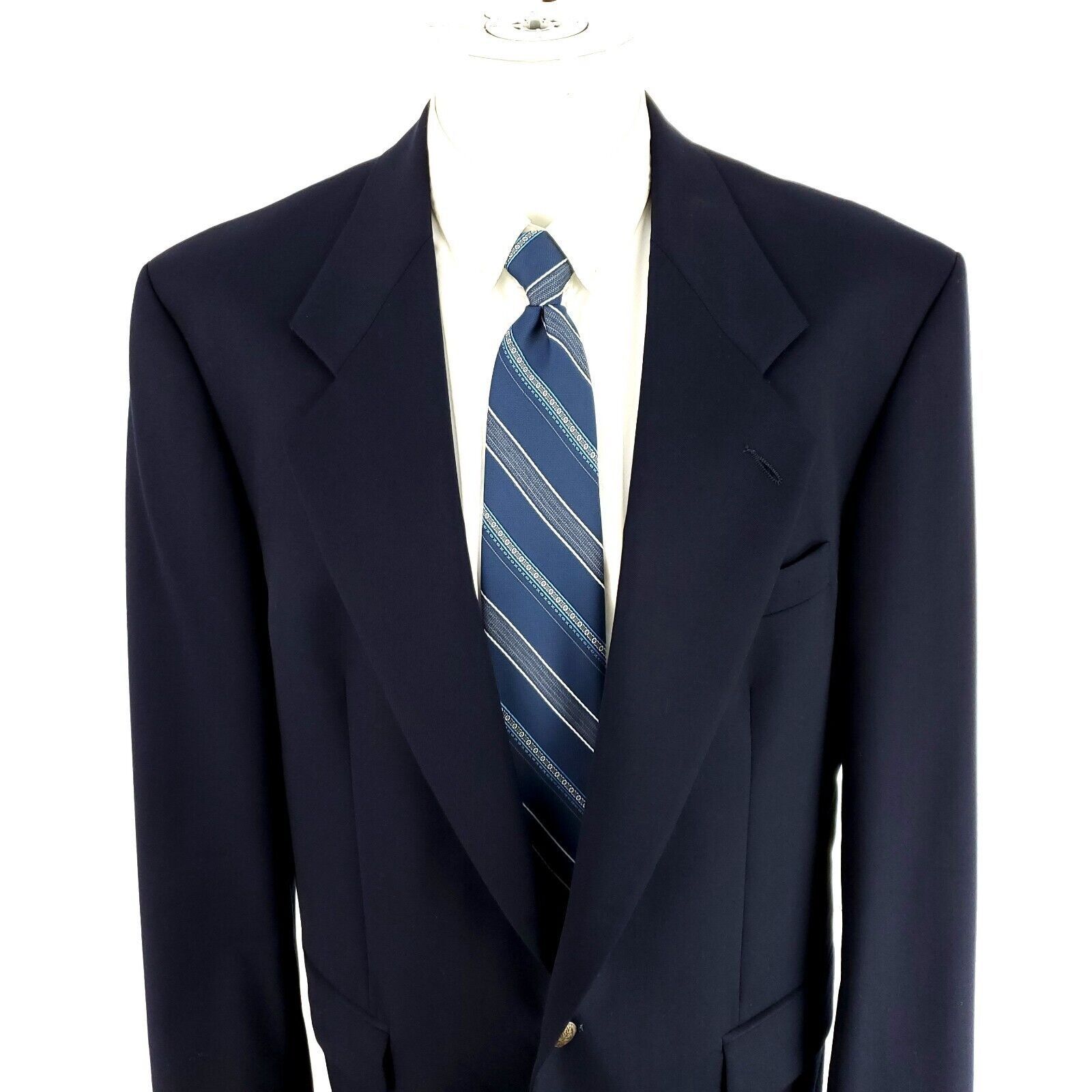 Oscar De La Renta Oscar De La Renta Wool 2 Bronze Button Blazer 42R Blue Size 42R - 1 Thumbnail