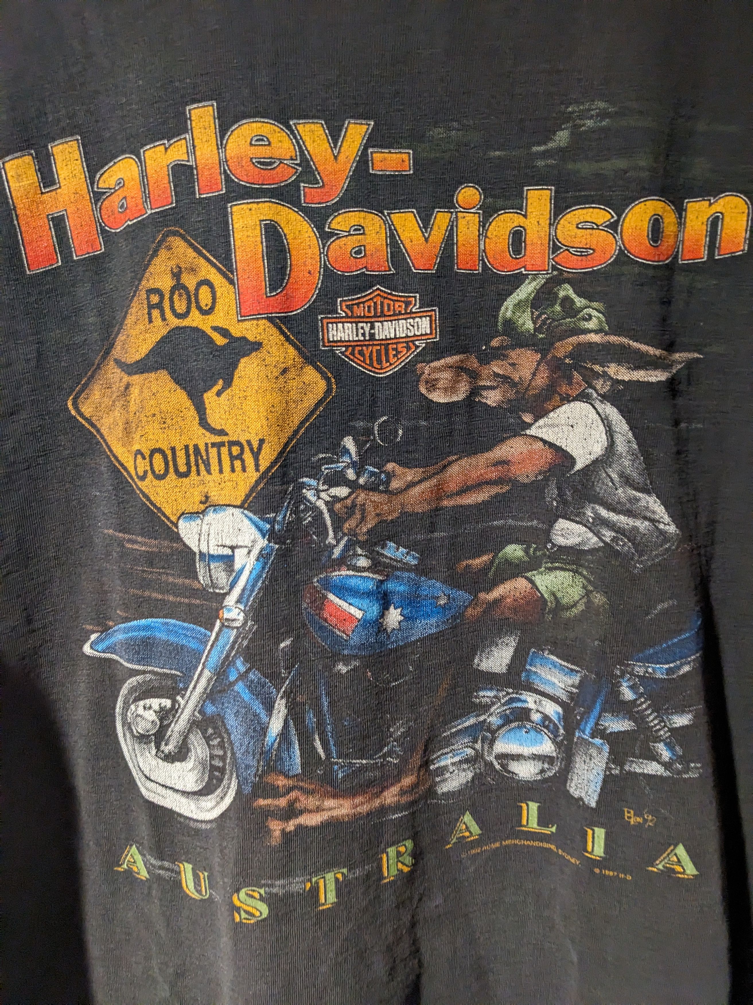 Harley Davidson × Vintage Vintage 1997 Harley Davidson Australia Kangaroo T-Shirt Size US XL / EU 56 / 4 - 2 Thumbnail