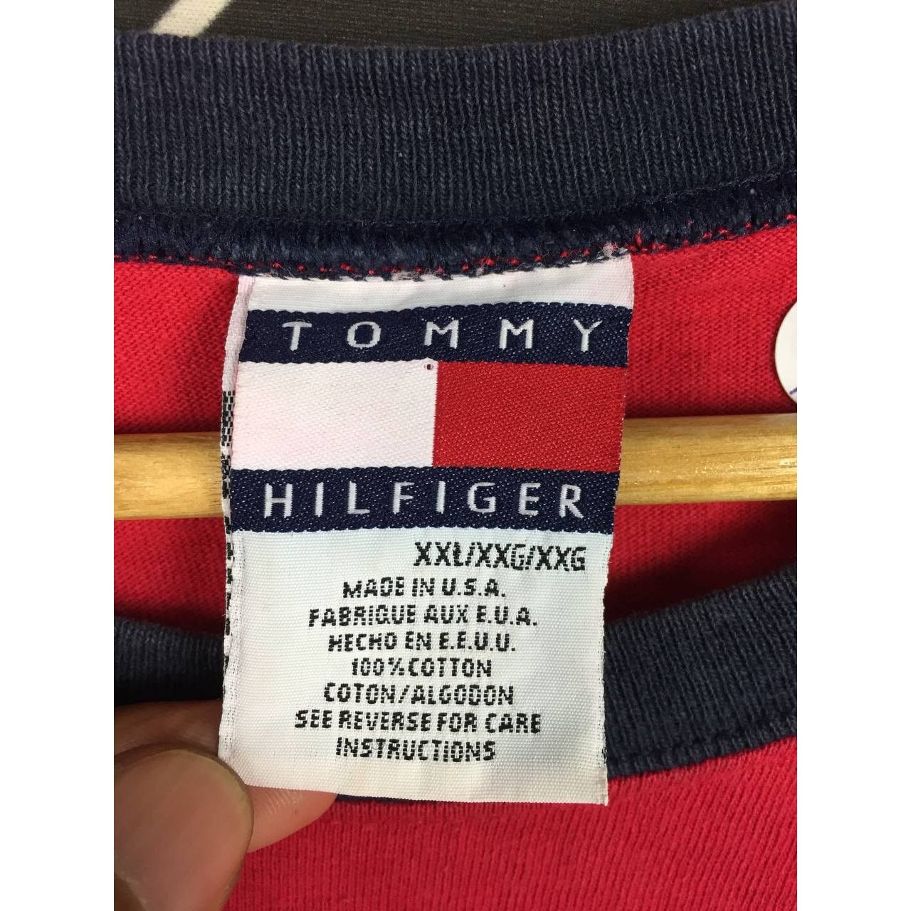 Tommy Hilfiger × Vintage Vtg 90s Tommy Hilfiger Spell Out Logo Made In Usa Tee Size US XXL / EU 58 / 5 - 8 Thumbnail