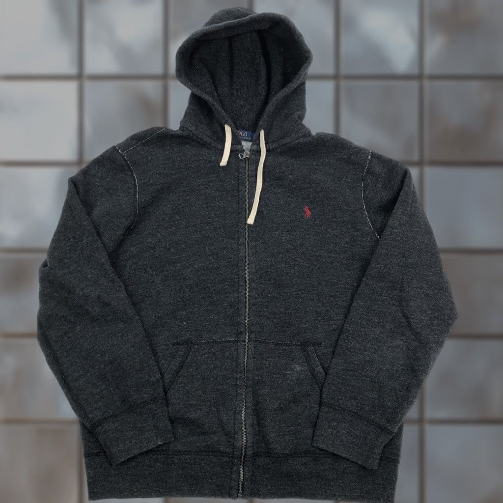Polo Ralph Lauren Polo Ralph Lauren Men XL Dark Gray Full Zip Hoodie Sweatshirt Red Pony Logo Size US XL / EU 56 / 4 - 1 Thumbnail
