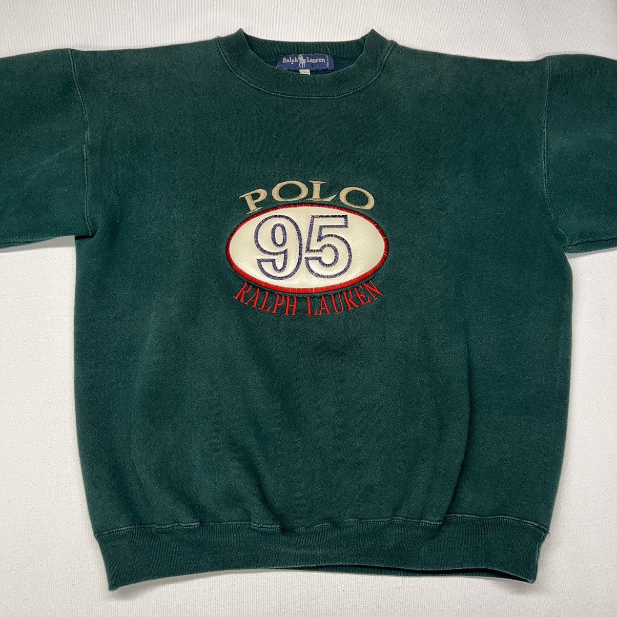 Polo Ralph Lauren × Vintage VTG Polo Ralph Lauren Crewneck Green Sweatshirt Patch USA Size US L / EU 52-54 / 3 - 2 Thumbnail
