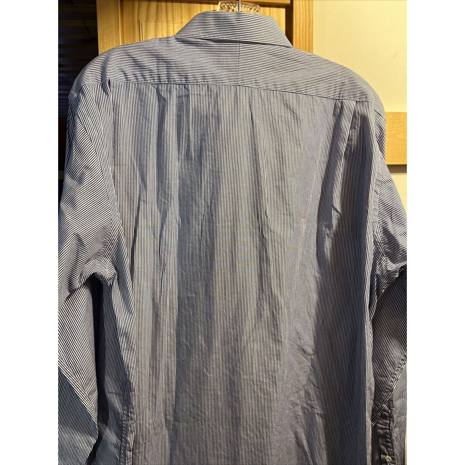 Burberry Burberrys Men’s 16 36 Blue White Striped Button Cotton Shirt Size US XL / EU 56 / 4 - 8 Thumbnail