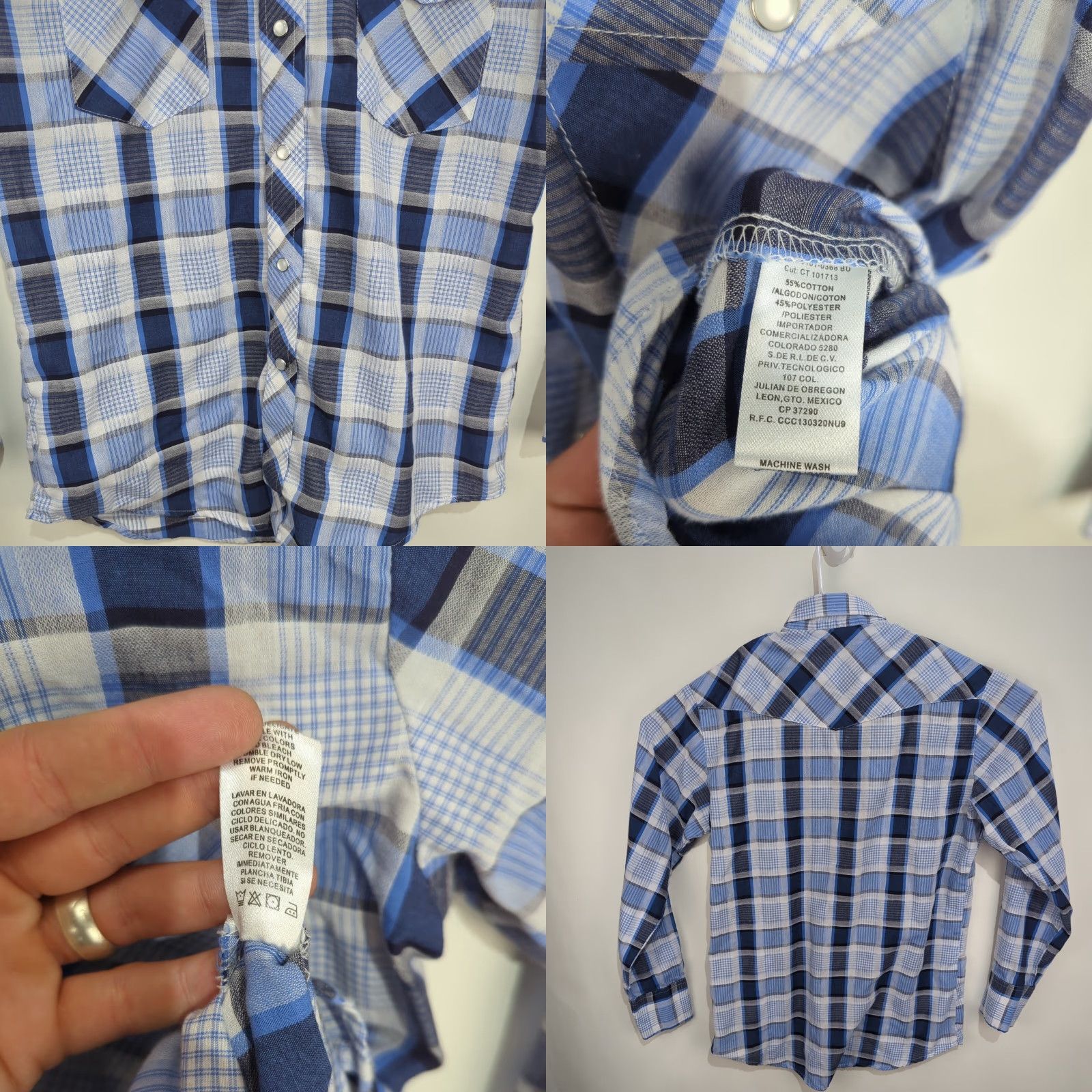 Roper Roper Shirt Pearl Snap Blue White Plaid Button-Up Collared Mens Medium Western Cowboy Casual & Business Wearable Shirt Size US M / EU 48-50 / 2 - 8 Thumbnail