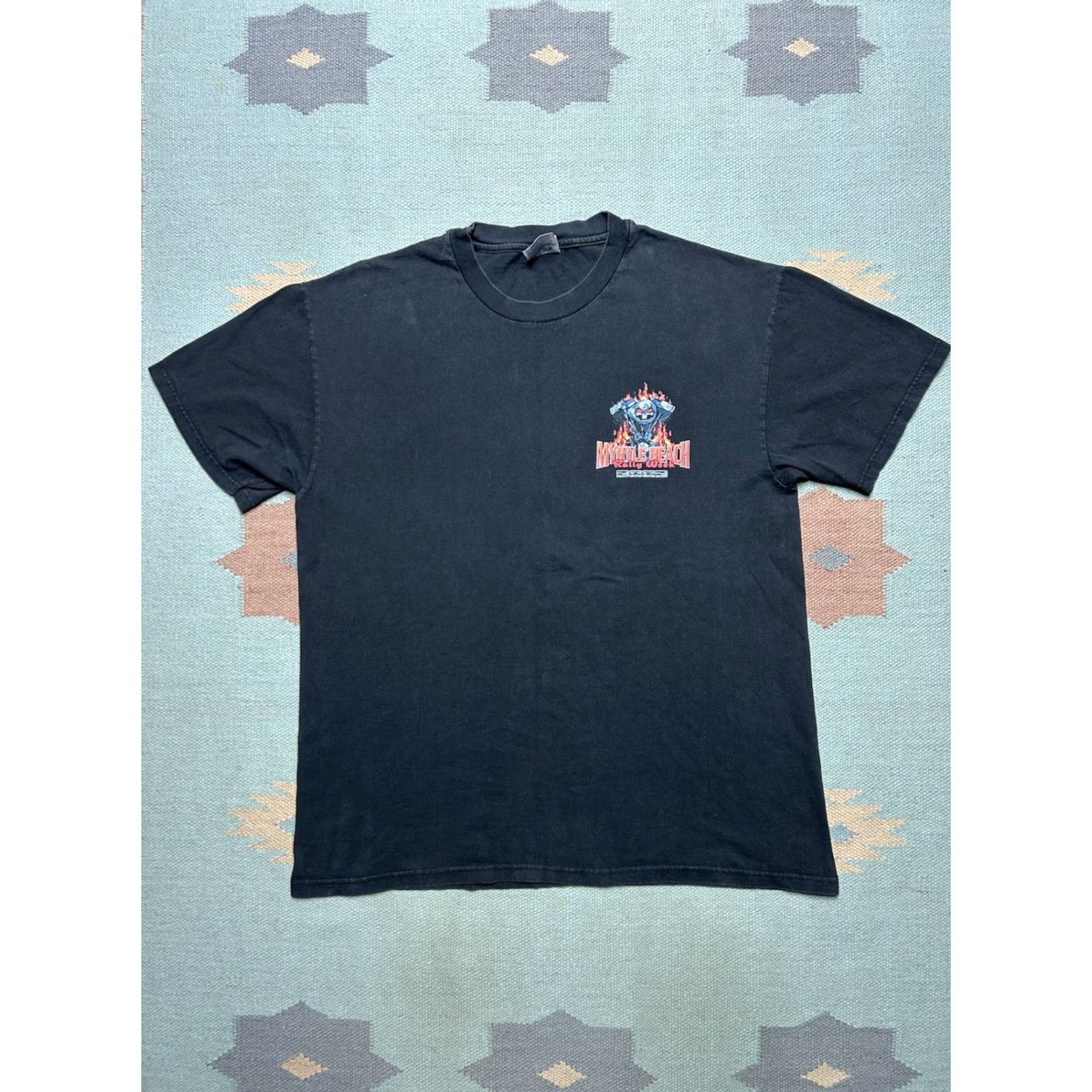 Harley Davidson VINTAGE Harley-Davidson T-Shirt Men L Black Biker Myrtle Beach Flames Skull 2000s (Y2K) Size US L / EU 52-54 / 3 - 3 Thumbnail