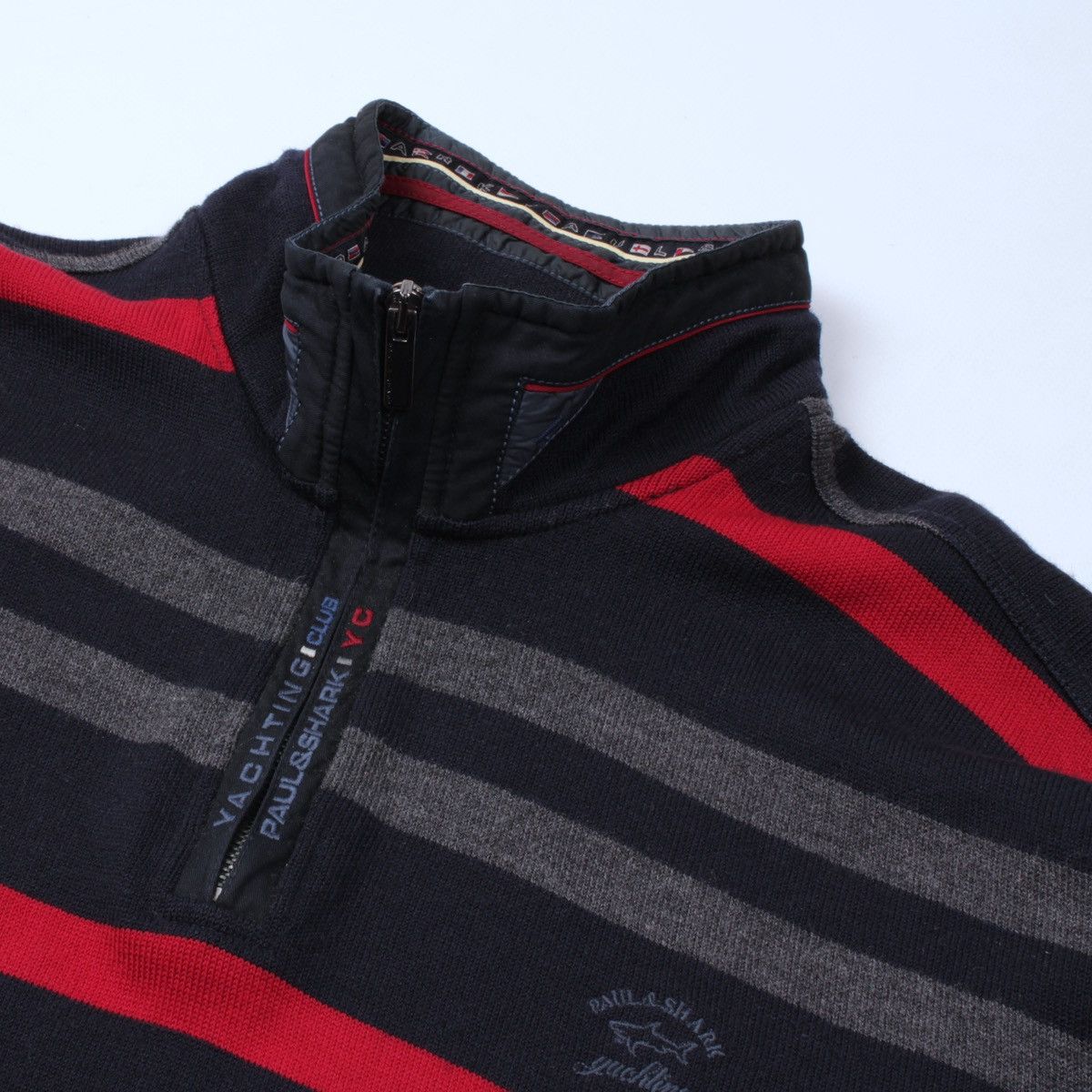 Designer × Paul & Shark PAUL SHARK Yachting Club Wool Half Zip 1/4 Striped Sweater Size US XL / EU 56 / 4 - 9 Thumbnail