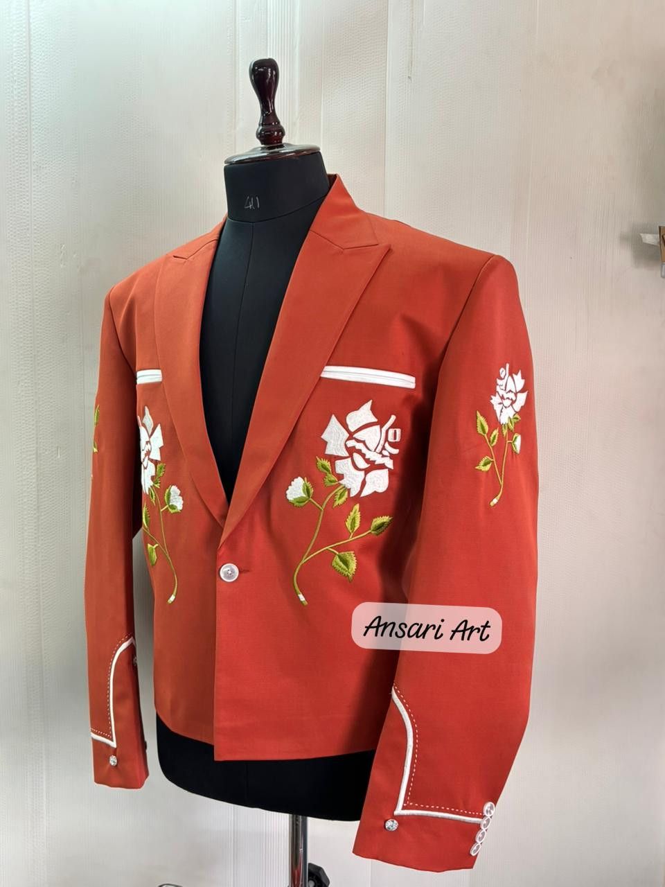 Other Men2PC Customize floral embroidery western Nudie prom outfit Size 44R - 4 Thumbnail