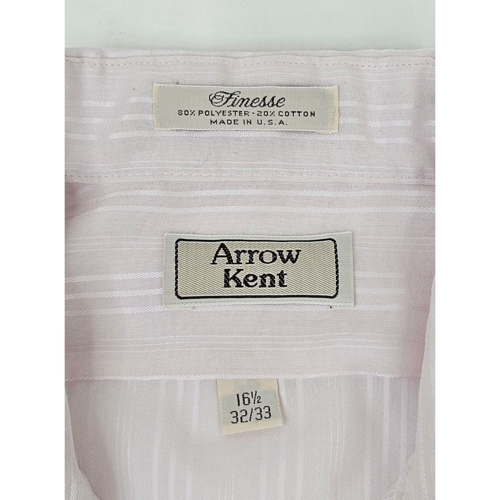 Arrow VINTAGE Arrow Kent Dress Shirt Striped Lightweight Pink Men 16.5 32/33 Large Shirt Men Pink Striped Kent Finesse Shirt 16.5/32-33 Mens Size US XL / EU 56 / 4 - 3 Thumbnail
