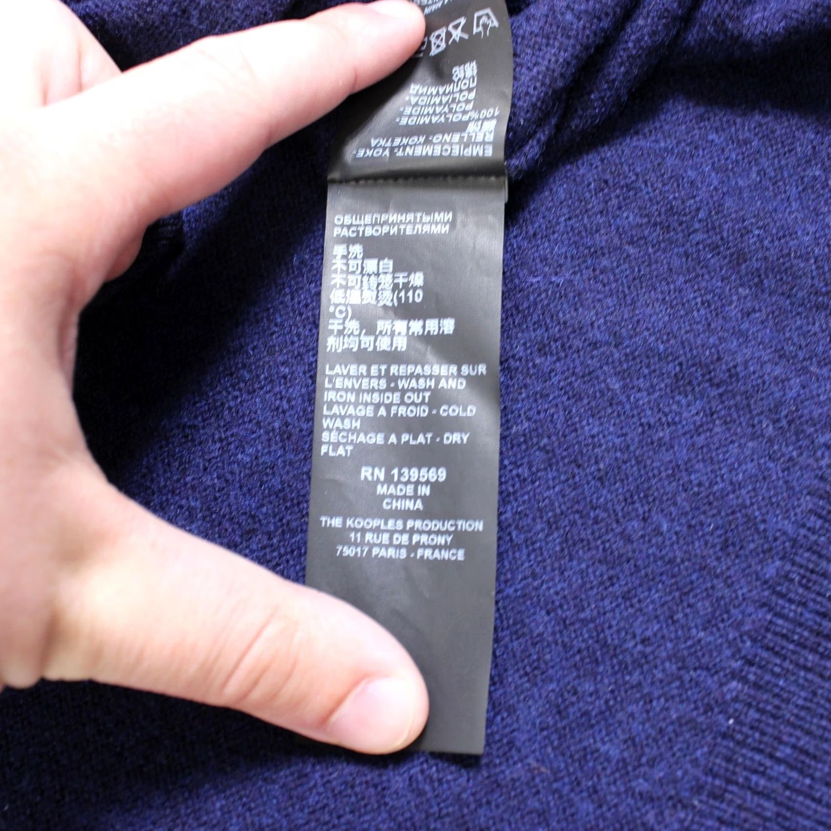 The Kooples The Kooples Sweater Women Blue Mock Neck Gold Button Wool Cashmere Size L / US 10 / IT 46 - 6 Thumbnail