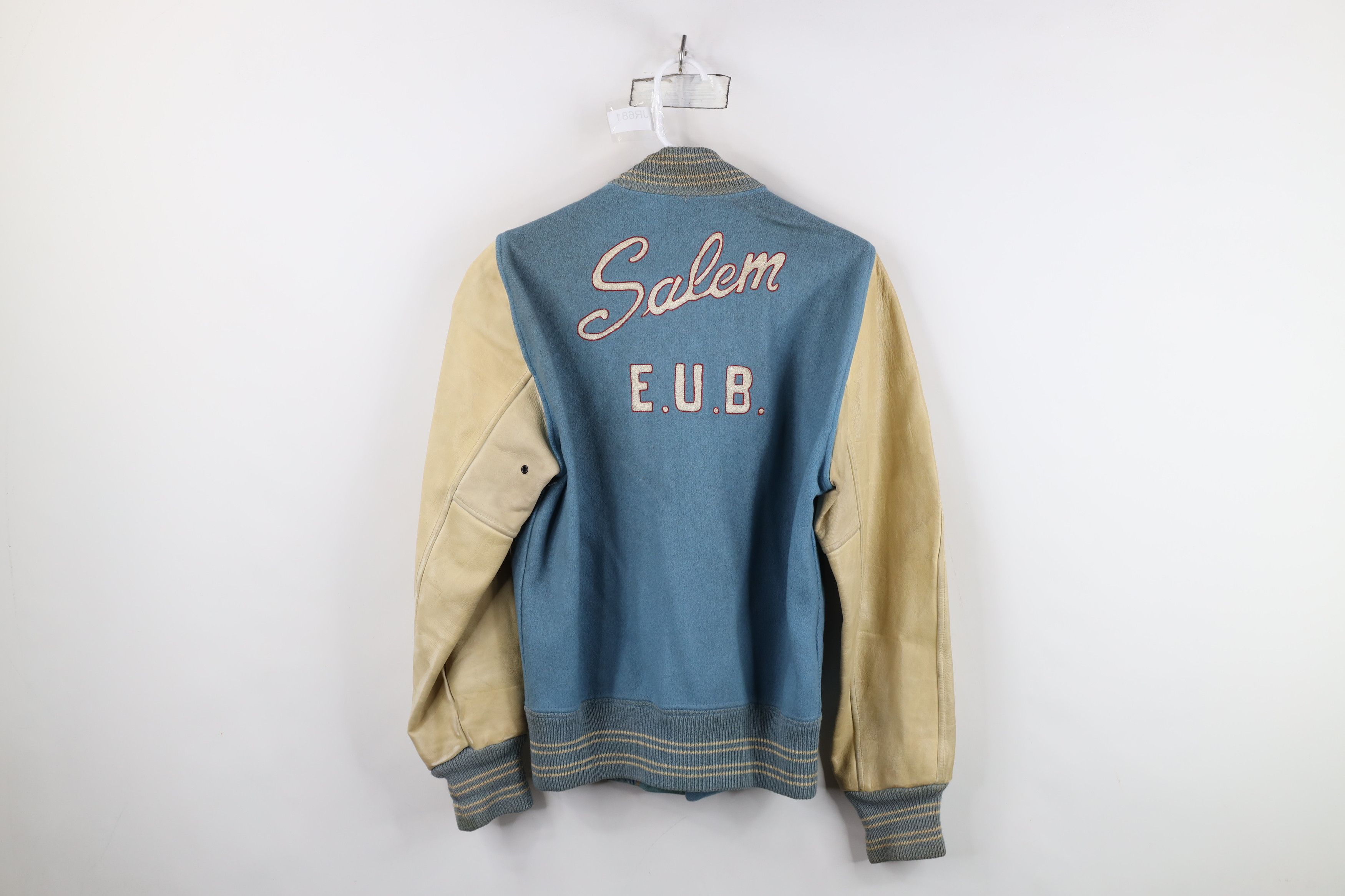 Vintage Vintage 50s Wool Leather Chain Stitch Varsity Jacket USA Size US L / EU 52-54 / 3 - 13 Thumbnail