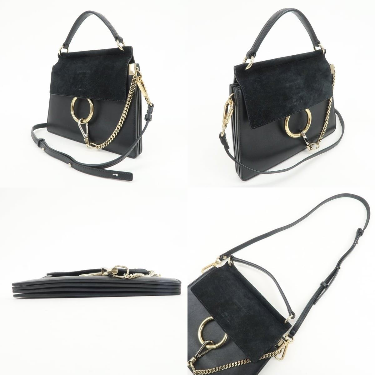 Chloe Chloe Faye Suede & Leather Top Handle Bag Black Size ONE SIZE - 3 Thumbnail