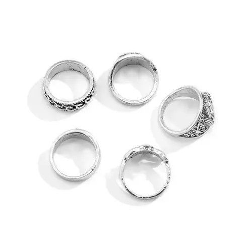 VIBE Ring Set 5 pcs gothic punk rock style Size ONE SIZE - 4 Thumbnail