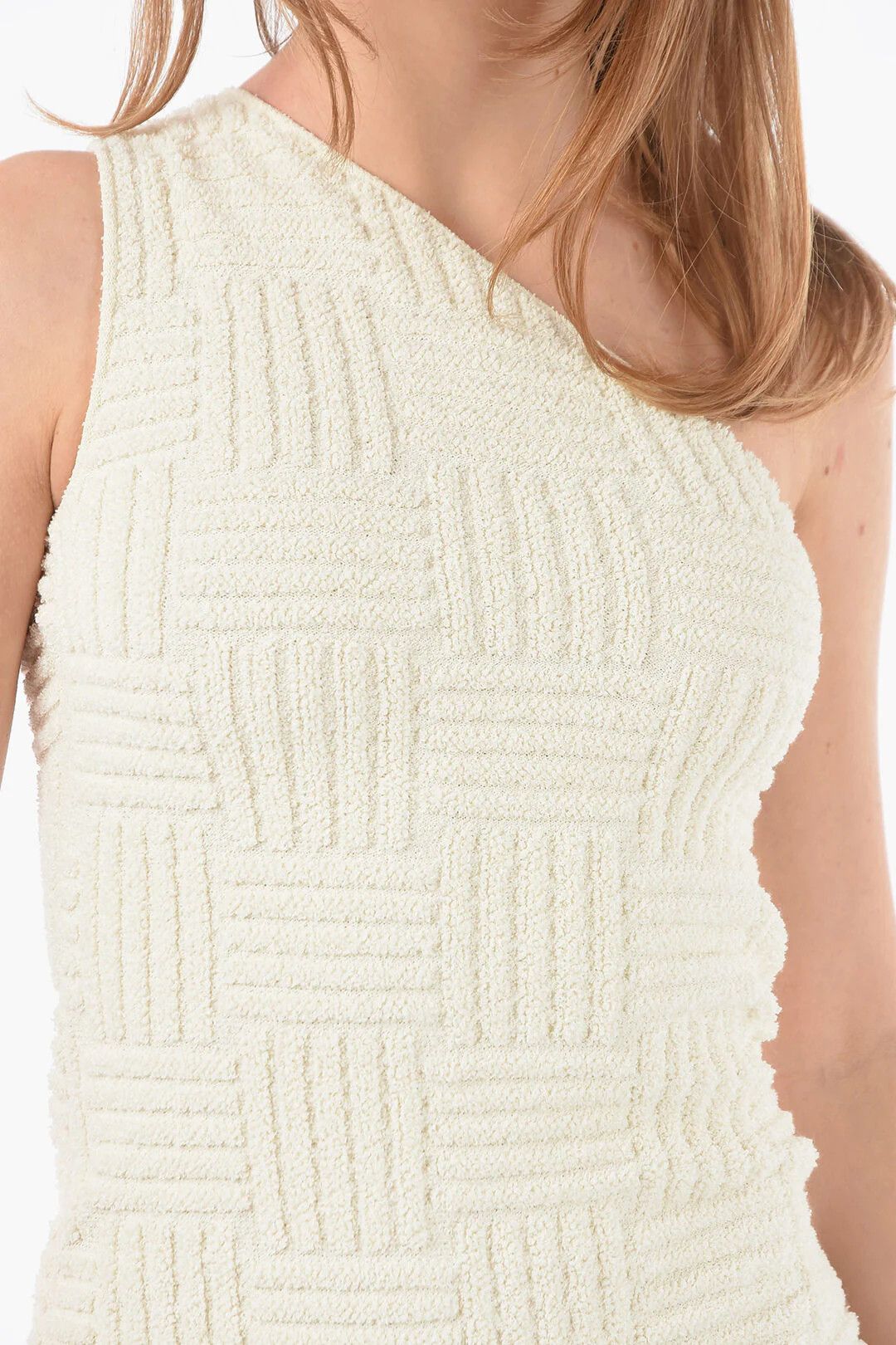 Bottega Veneta og1mm0426 Braided Terry One-Shoulder Mini Dress in Beige Size XS / US 0-2 / IT 36-38 - 3 Thumbnail