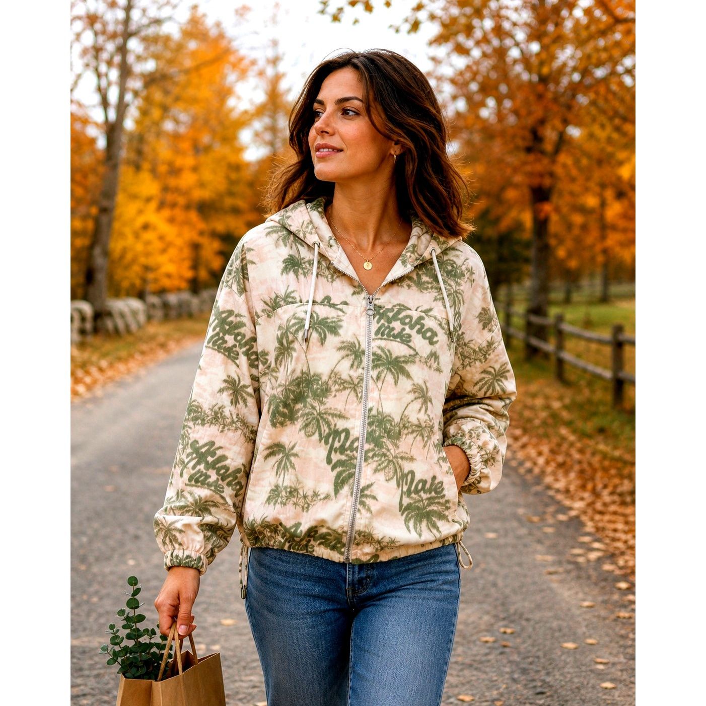Maje Maje Palm Tree Print Jacket with hood Size 38 (M) Size M / US 6-8 / IT 42-44 - 1 Thumbnail