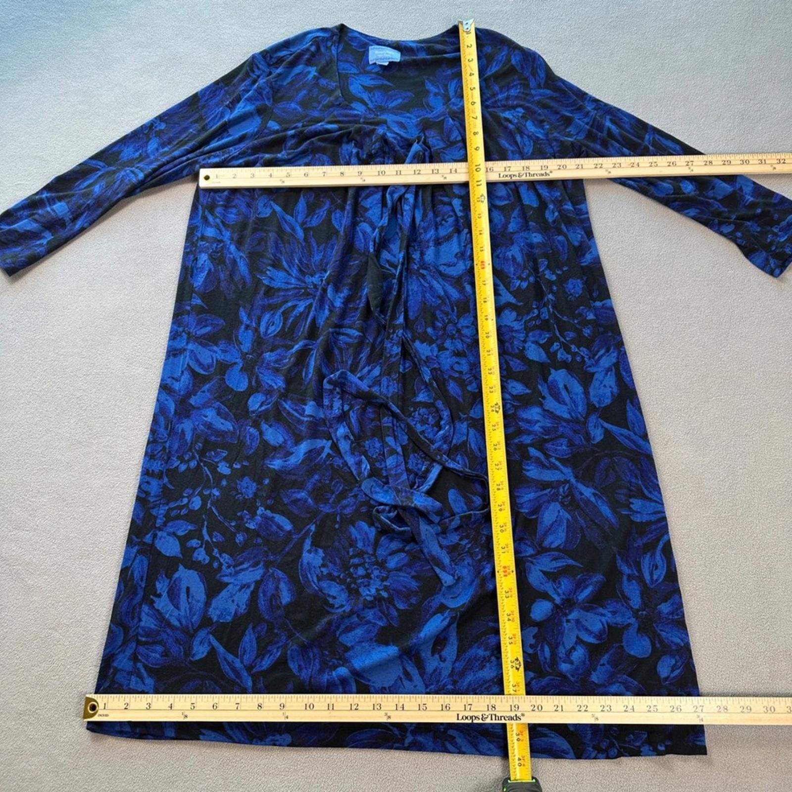 Other Simply Vera Vera Wang Dress Women XL Blue Black Floral Print Size XL / US 12-14 / IT 48-50 - 3 Thumbnail