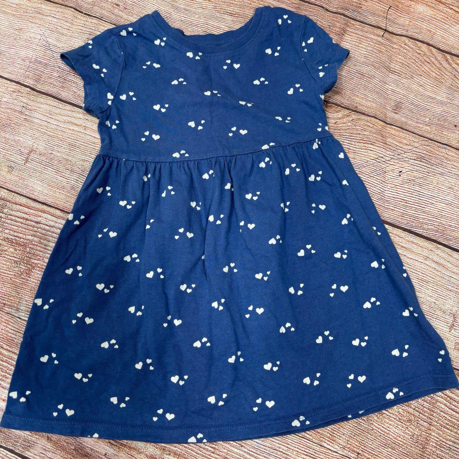 Old Navy Old Navy 2T Girls Blue Heart Print Short Sleeve Dress Size ONE SIZE - 1 Thumbnail