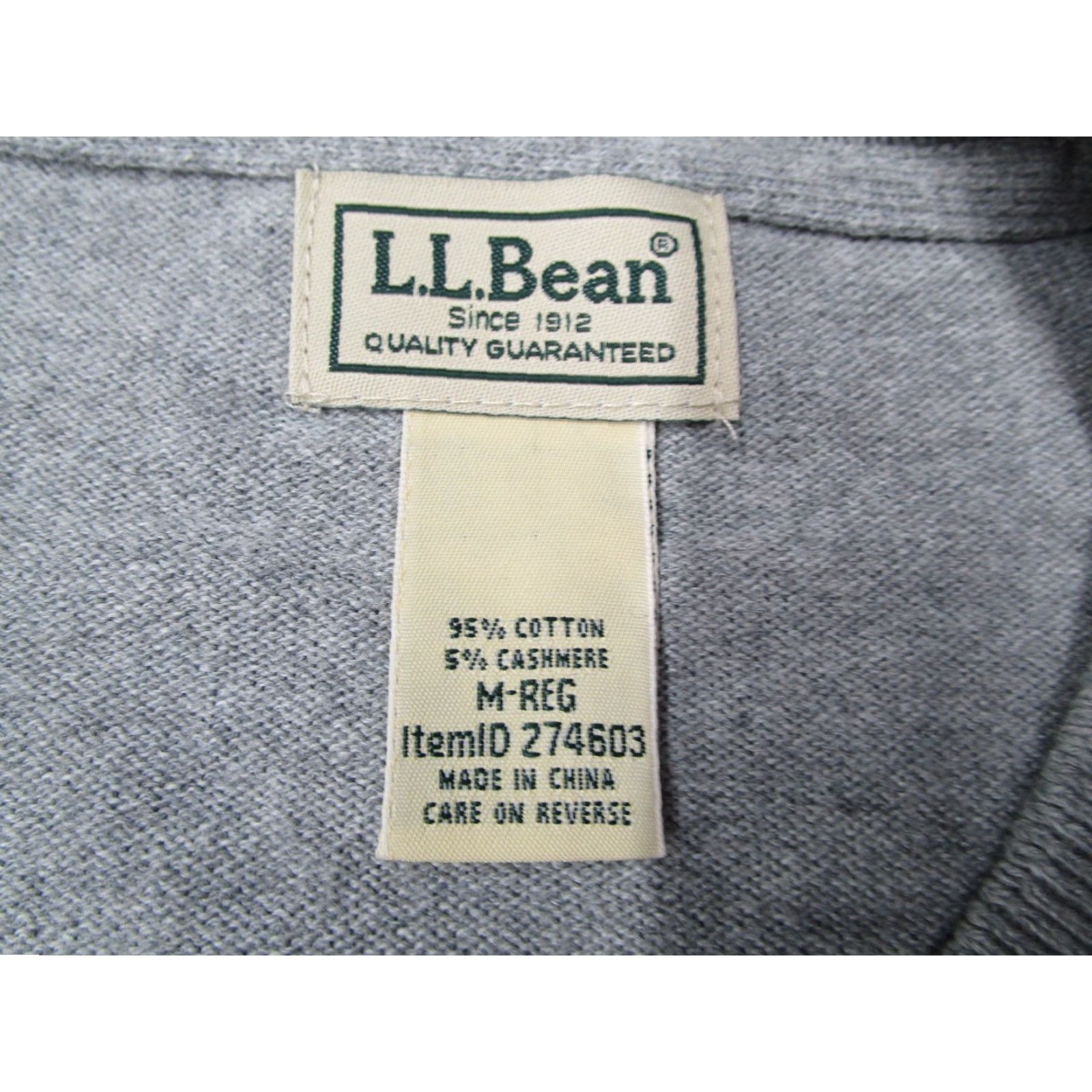 Vintage VINTAGE L.L. Bean Sweater Mens Medium Pullover Knit V-Neck Long Sleeve Casual Winter Gray Cotton Cashmere Blend Size US M / EU 48-50 / 2 - 3 Thumbnail