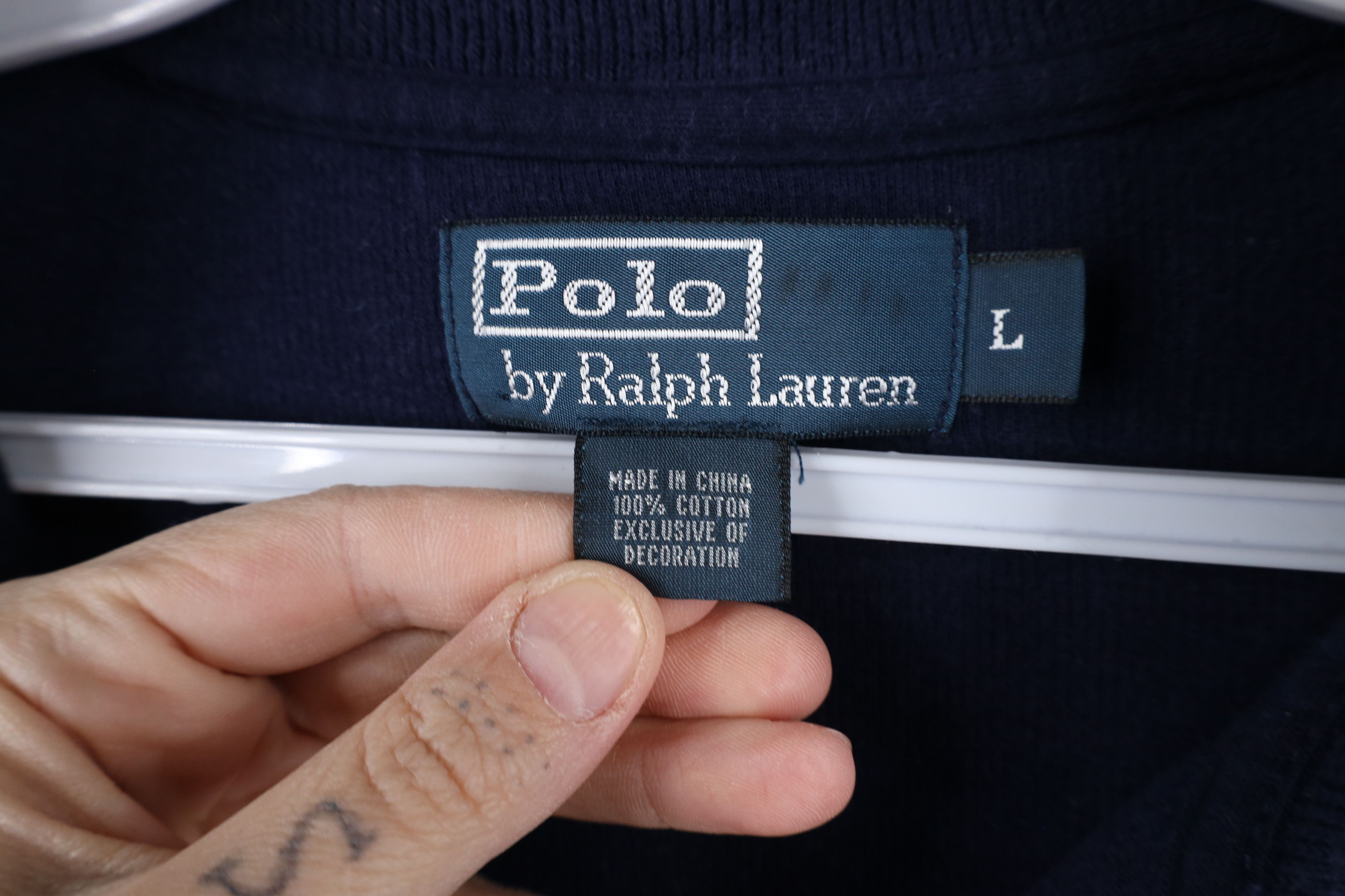 Ralph Lauren × Vintage Vintage 90s Ralph Lauren Cotton Ribbed Knit Half Zip Sweater Size US L / EU 52-54 / 3 - 7 Thumbnail