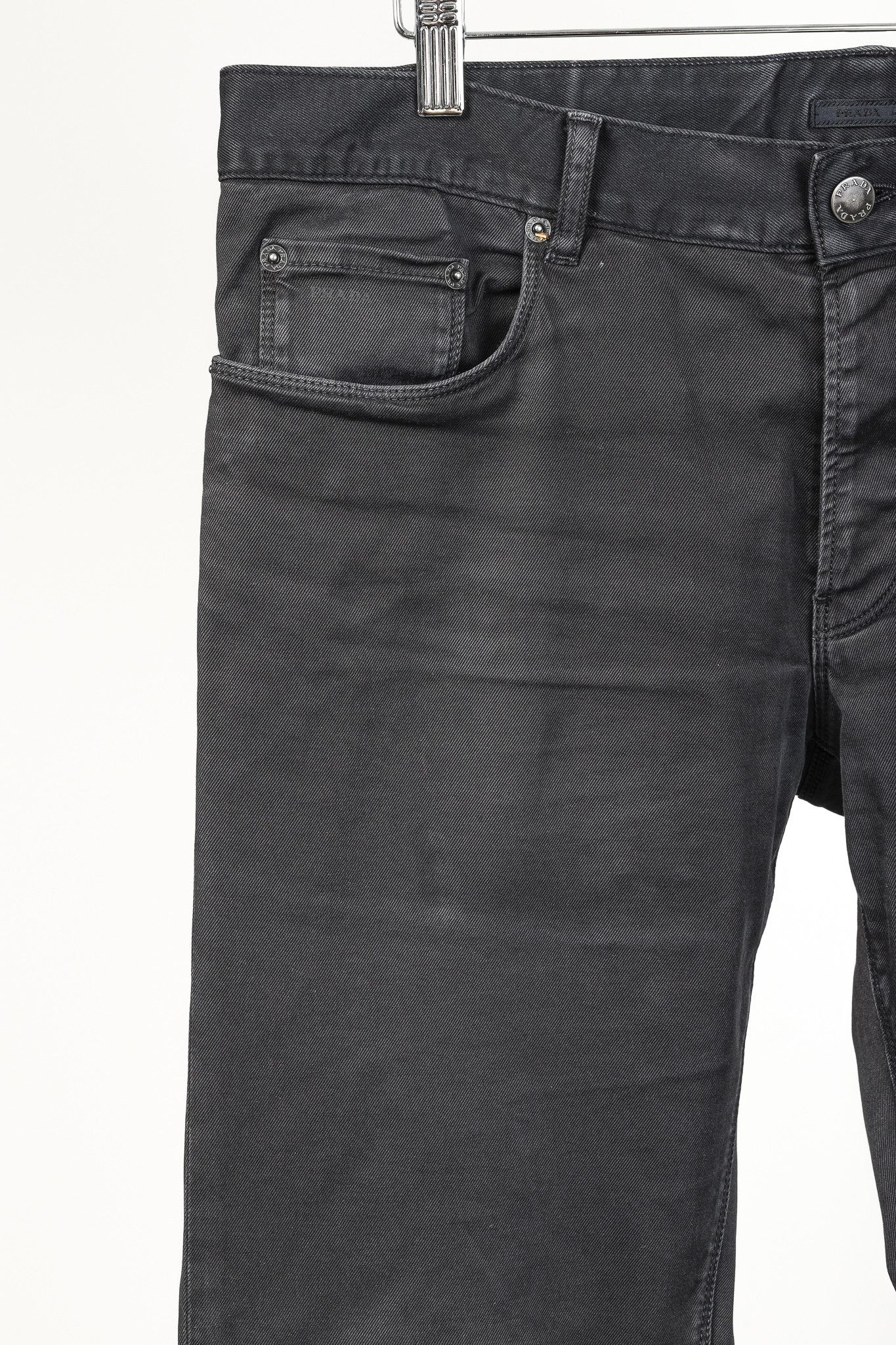 Prada Prada Washed-Black Cotton-Twill Straight-Leg Jeans Size US 33 - 5 Thumbnail