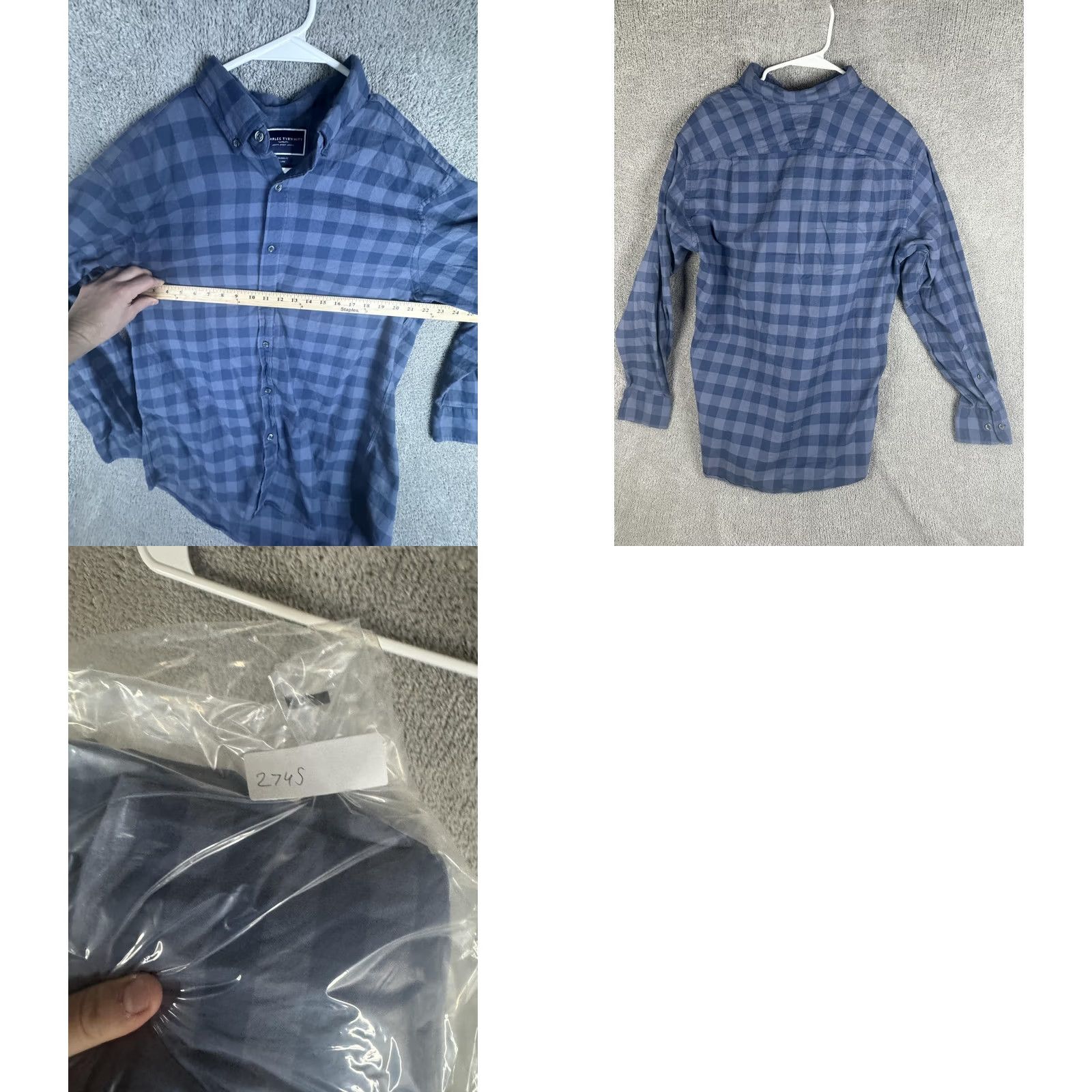Charles Tyrwhitt Charles Tyrwhitt Shirt Mens Large Blue Check Gingham Button Down Classic Fit Size US L / EU 52-54 / 3 - 8 Thumbnail