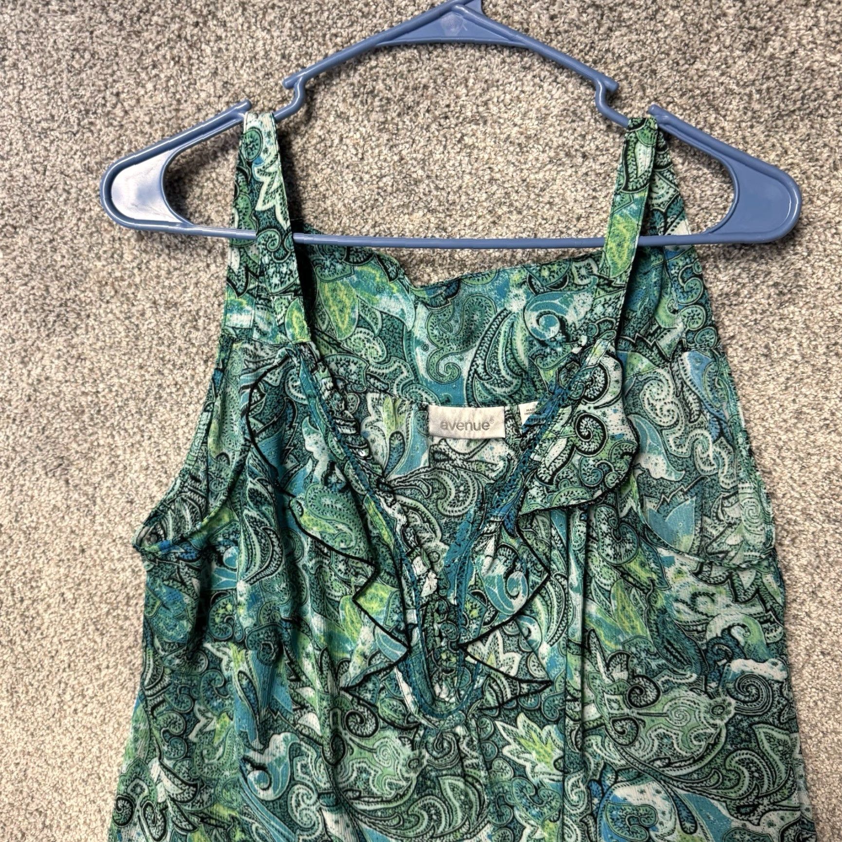 Avenue VINTAGE Avenue Sleeveless Blouse Plus 18-20 Boho Paisley Whimsigoth Victorian Y2K Green Blouse Womens Plus Size Size XXL / US 16-18 / IT 52-54 - 4 Thumbnail