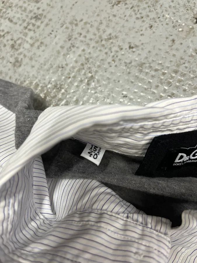 Designer × Dolce & Gabbana × Vintage 1990s Dolce & Gabbana White & Grey Hybrid Shirt Longsleeves Size US S / EU 44-46 / 1 - 8 Thumbnail