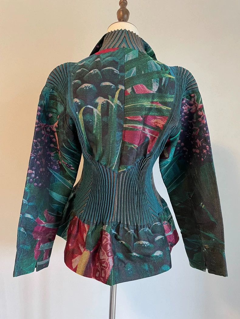 Issey Miyake Issey Miyake size:2 Blue-green main plant and floral coat Size M / US 6-8 / IT 42-44 - 6 Thumbnail