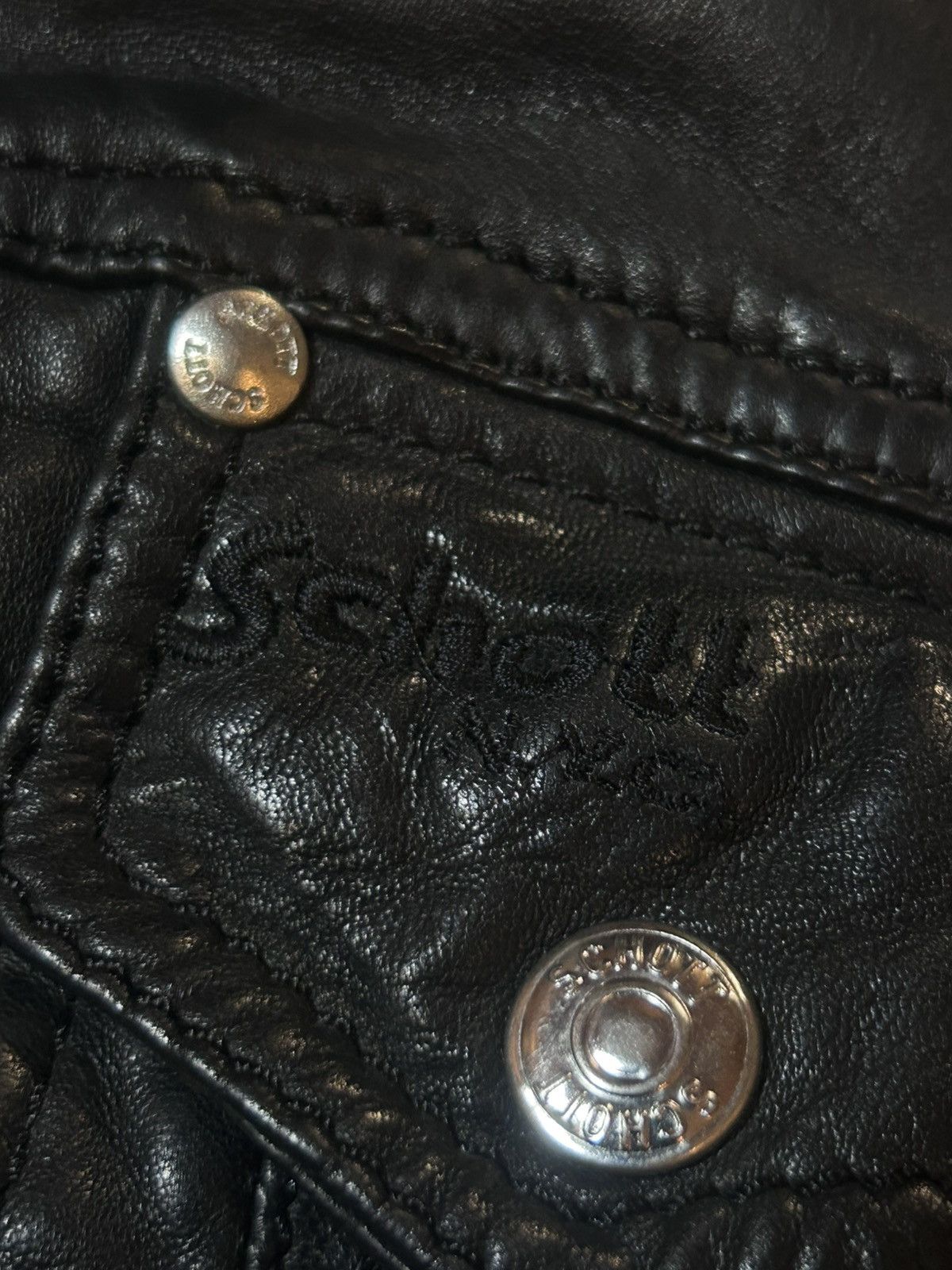 Schott Schott NYC Black Biker Jacket Leather Jacket Lambskin Size S / US 4 / IT 40 - 6 Thumbnail