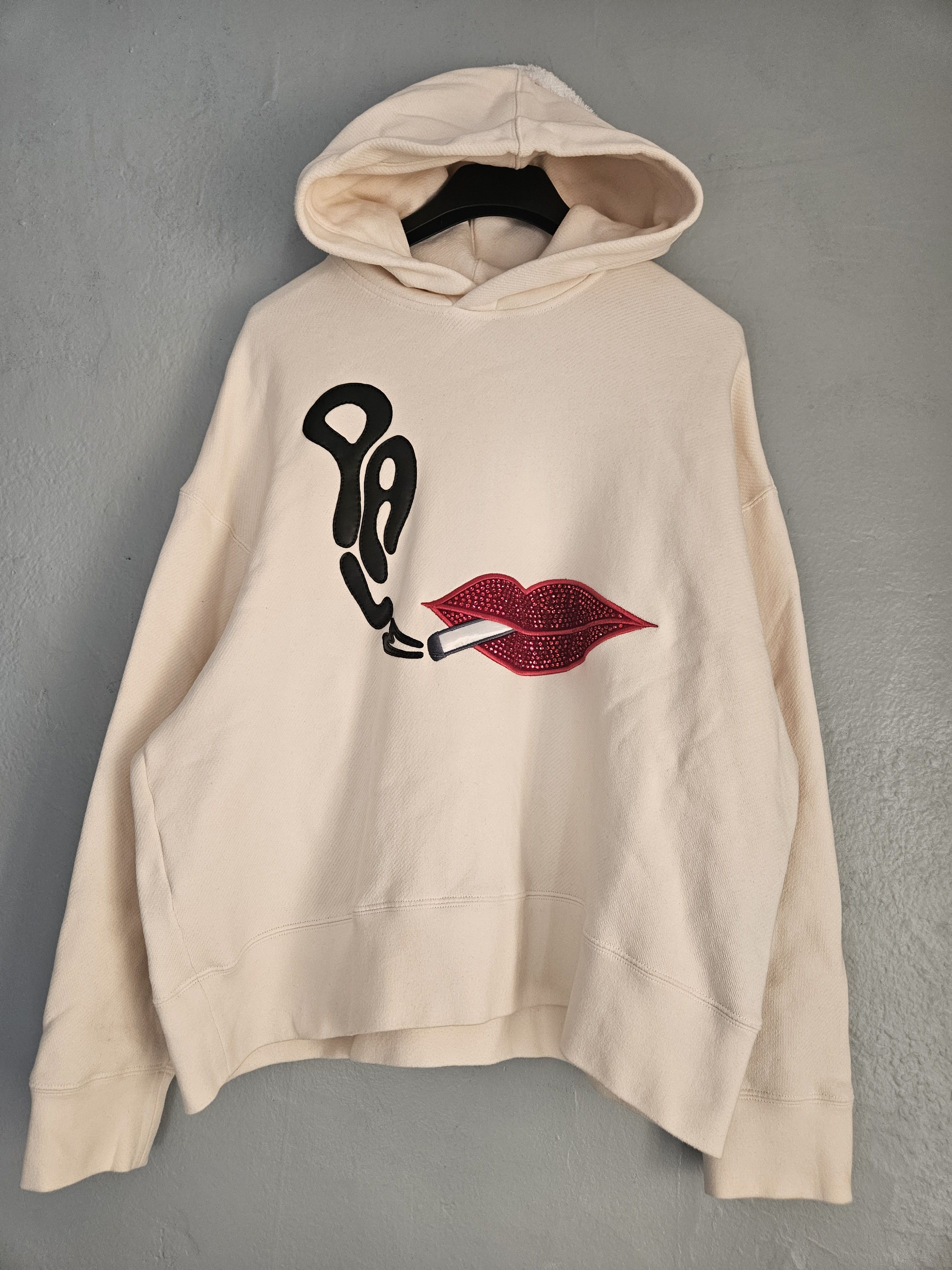Palm Angels Oversized Smoking Lips Rhinestone Hoodie Size US M / EU 48-50 / 2 - 1 Thumbnail