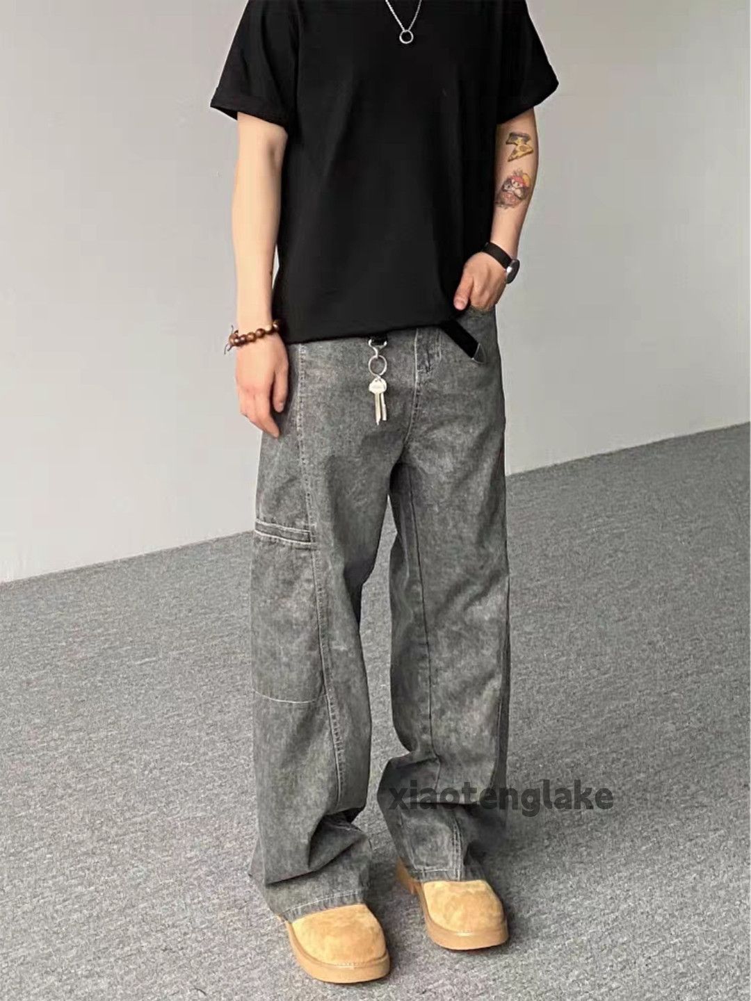Jean Custom washed faded loose baggy skate hiphop cargo jeans Size US 30 / EU 46 - 5 Thumbnail