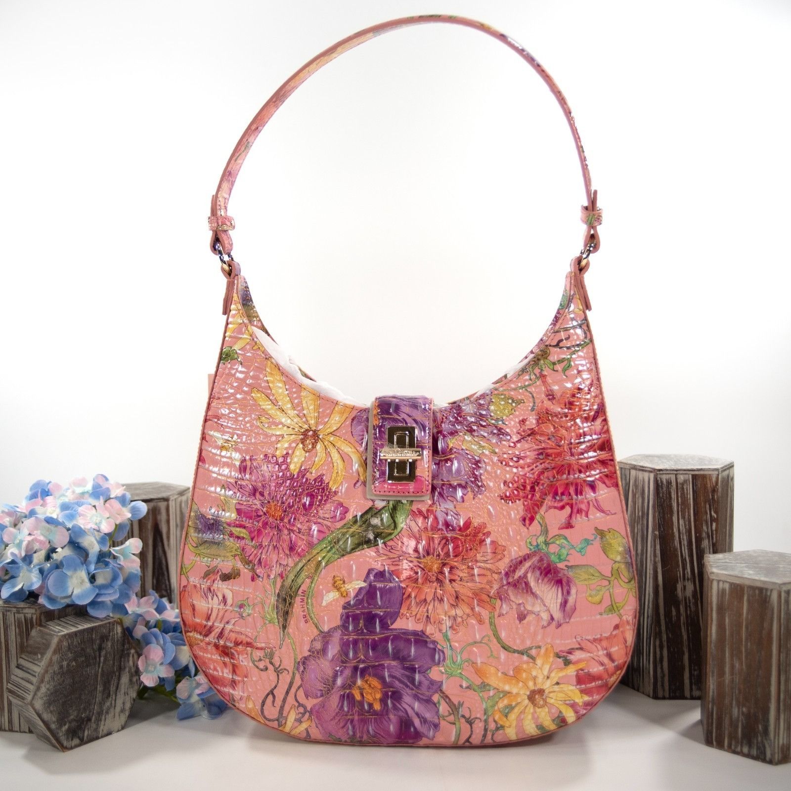 BRAHMIN Brahmin Fallon Perennial Melbourne DI Leather Floral Hobo Sh Size ONE SIZE - 2 Thumbnail