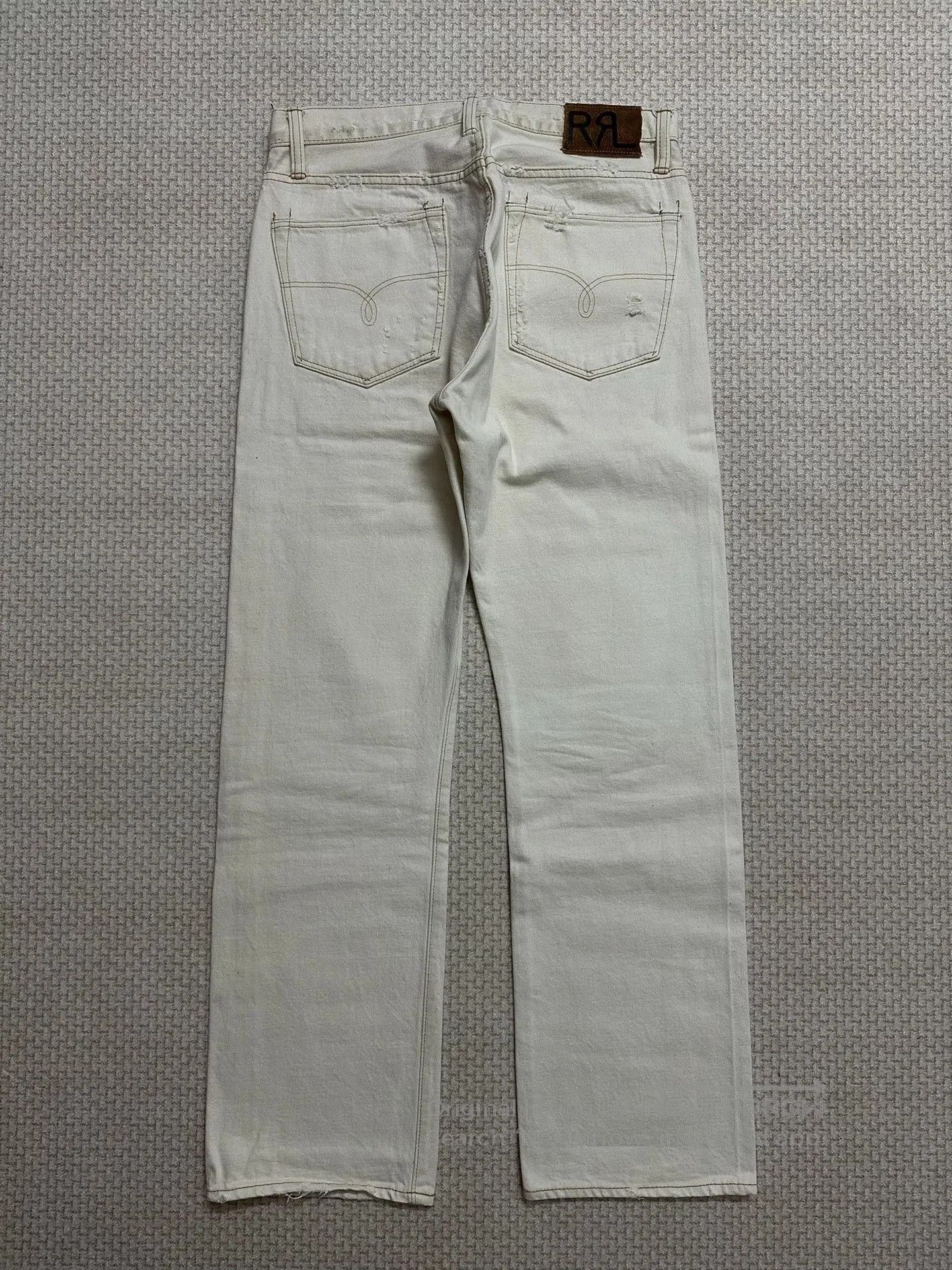 RRL Ralph Lauren RRL Vintage Ivory Distressed Straight Jeans. Size US 32 / EU 48 - 2 Thumbnail