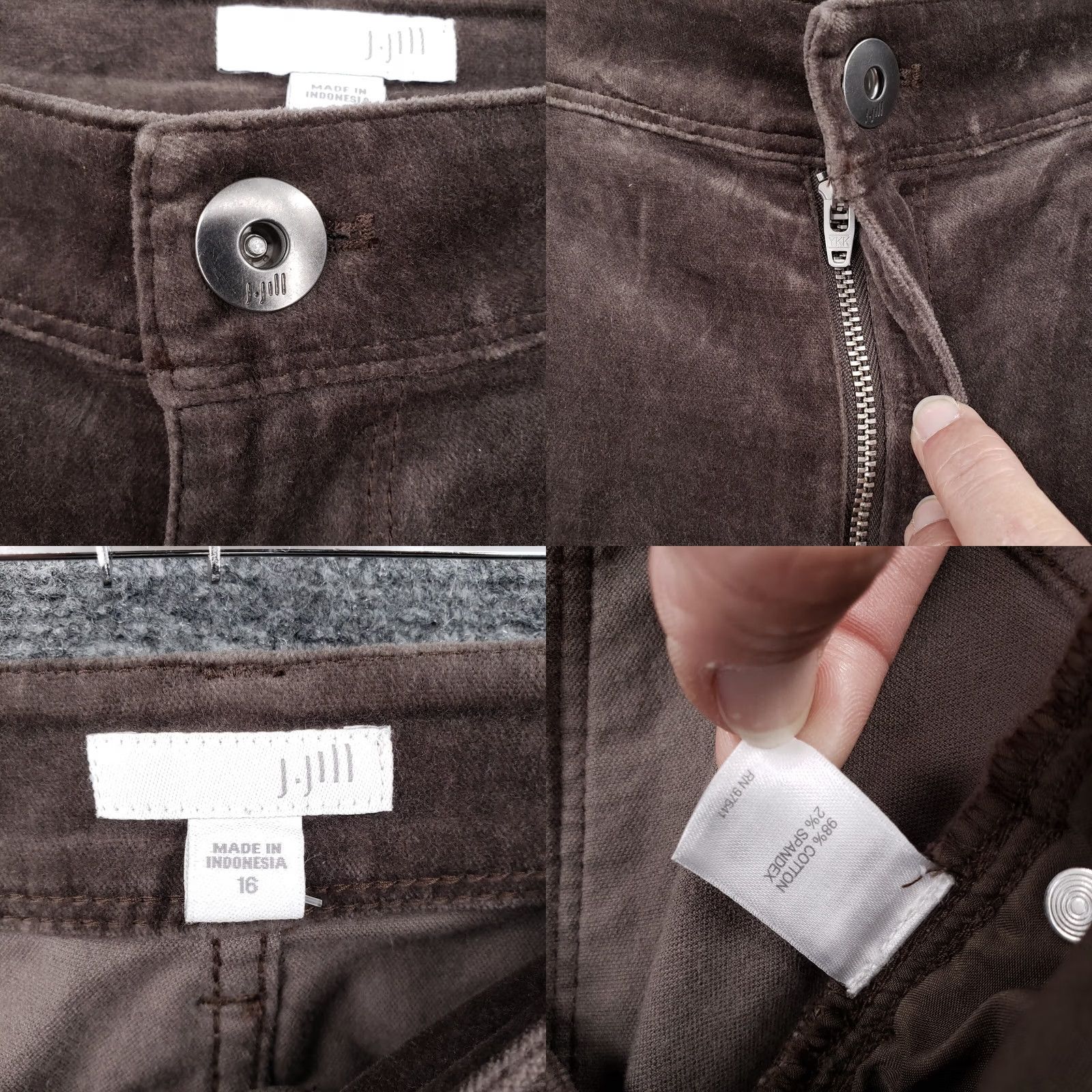 J. Jill J Jill Jeans Womens 16 Brown Velveteen Stretch Ankle High Rise 5 Pocket Zip Fly Size 38" / US 16 / IT 52 - 8 Thumbnail