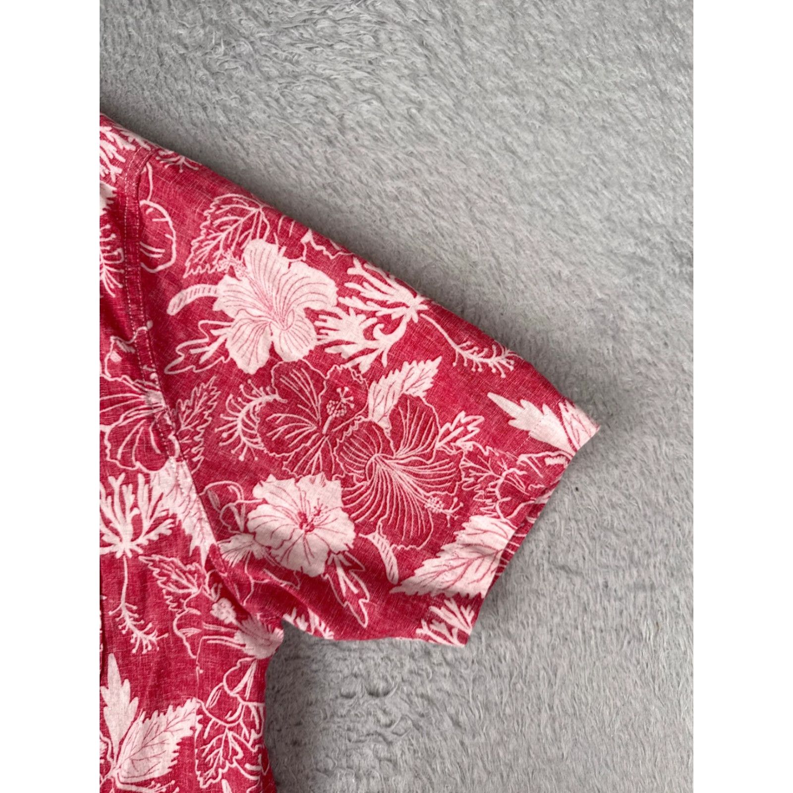 Croft & Barrow Croft & Barrow Shirt Men M Red Floral Button Linen Cotton Hawaiian Aloha Beach Vacation Casual Shirt Size US M / EU 48-50 / 2 - 2 Thumbnail