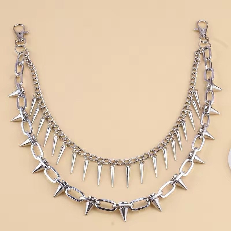 Jean × Vintage Punk Metal Layered Spike Chain Jean Accessories Size ONE SIZE - 4 Thumbnail