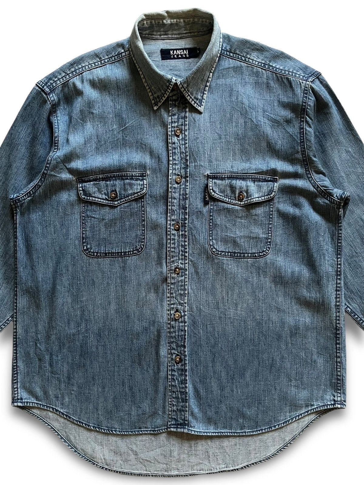 Kansai Yamamoto SALES🔥Vintage Kansai Jeans Button Ups Denim Size US L / EU 52-54 / 3 - 8 Thumbnail