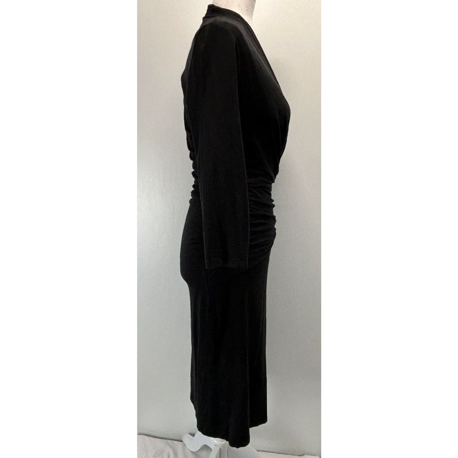 M.M.LaFleur MM.LaFleur Casey Wrap Dress Size Large Black 3/4 Sleeve Bodycon Knee Length Womens Size L / US 10 / IT 46 - 4 Thumbnail