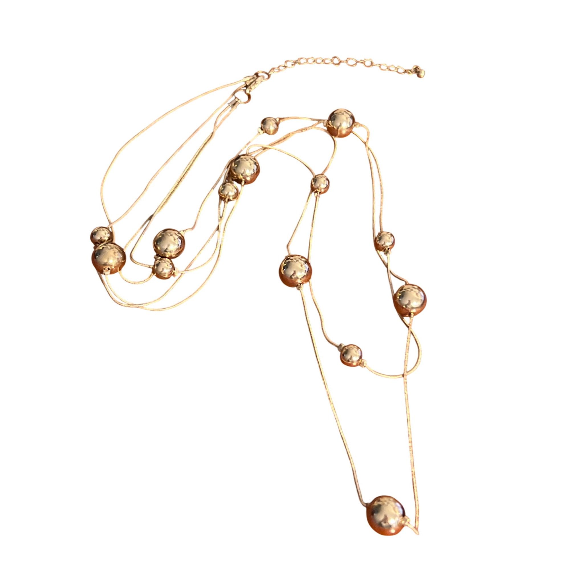 Other Vintage Gold Tone 2 Strand Necklace Layered Ball Bead Statio Size ONE SIZE - 3 Thumbnail