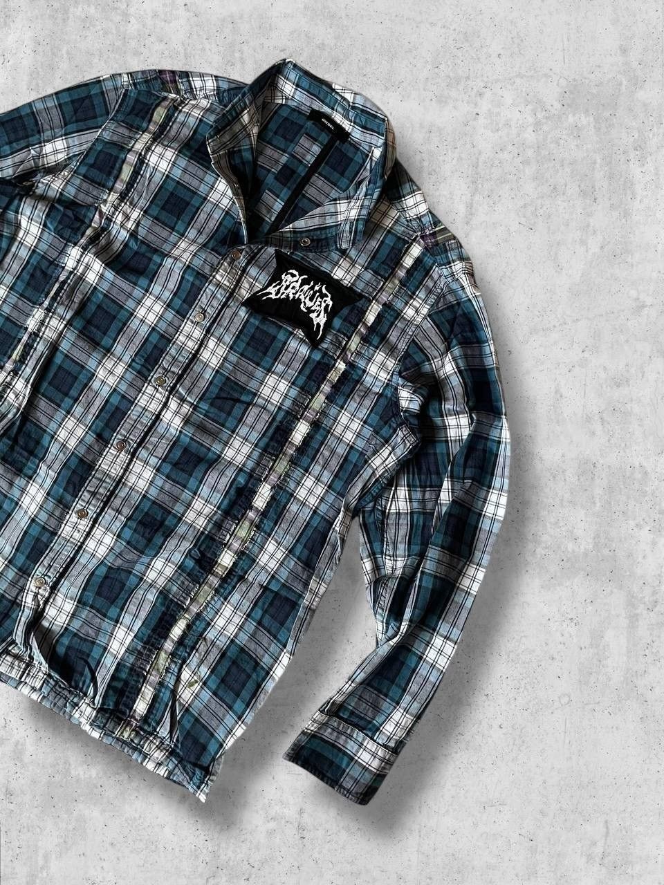 Diesel DIESEL Patchwork checked plaid zip jacket shirt flannel Size US M / EU 48-50 / 2 - 2 Thumbnail