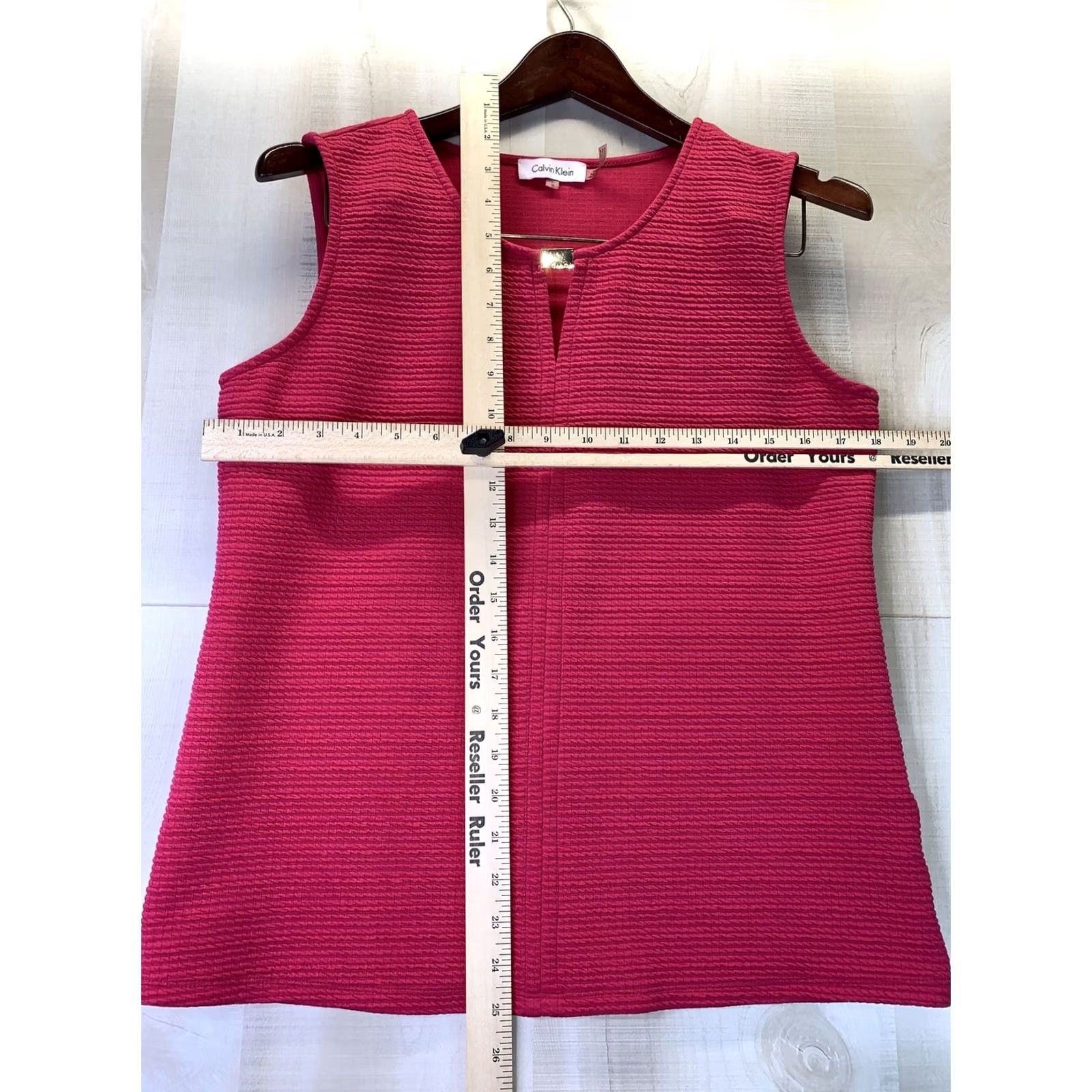 Calvin Klein Calvin Klein Women’s Tank Pink Key Hole Logo Beaded Slim M Sleeveless Pullover Casual Workwear Shirt Womens Size M / US 6-8 / IT 42-44 - 3 Thumbnail