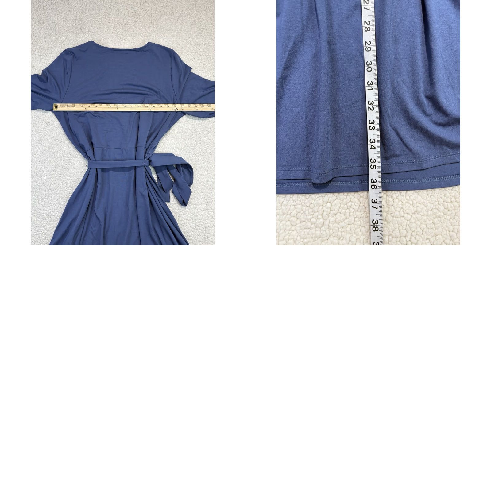 J. Jill J. Jill NWT Wearever Collection Twilight Blue Belted Tie Waist Dress L Knit Jersey Long Sleeve A-Line Solid Dress Size L / US 10 / IT 46 - 8 Thumbnail