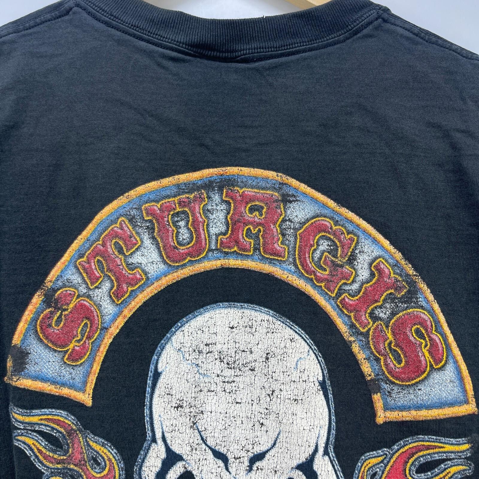Other Vintage 2000 Sturgis Faded Biker Skull Flames T Shirt Large Size US L / EU 52-54 / 3 - 6 Thumbnail