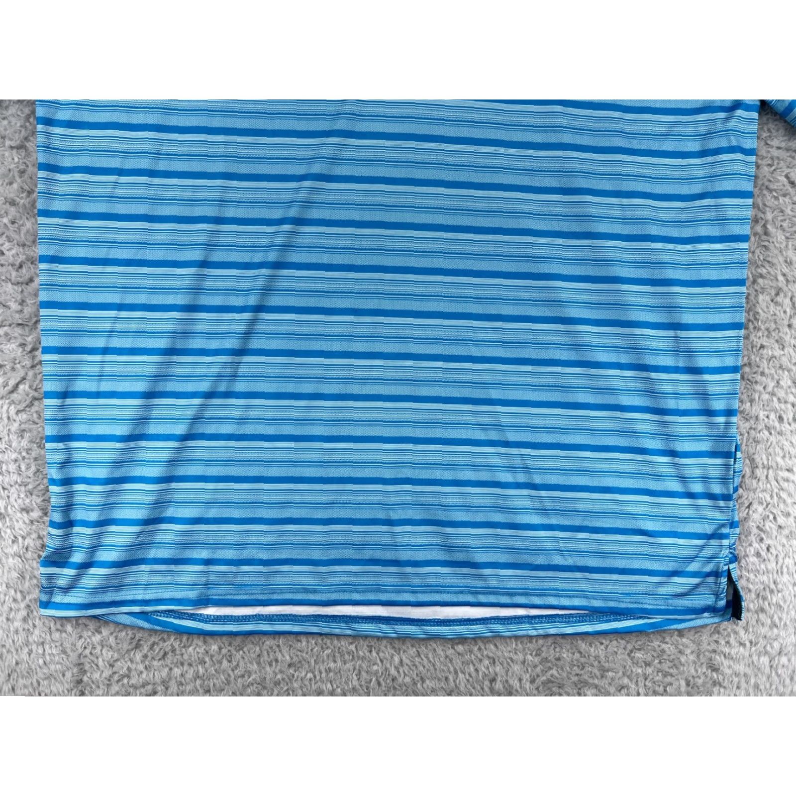 Vintage R&R Polo Shirt Mens 2XL 100% Polyester Striped Blue Polo Shirt Casual, Workwear, Golf, Athletic Mens Shirt Size US XXL / EU 58 / 5 - 6 Thumbnail