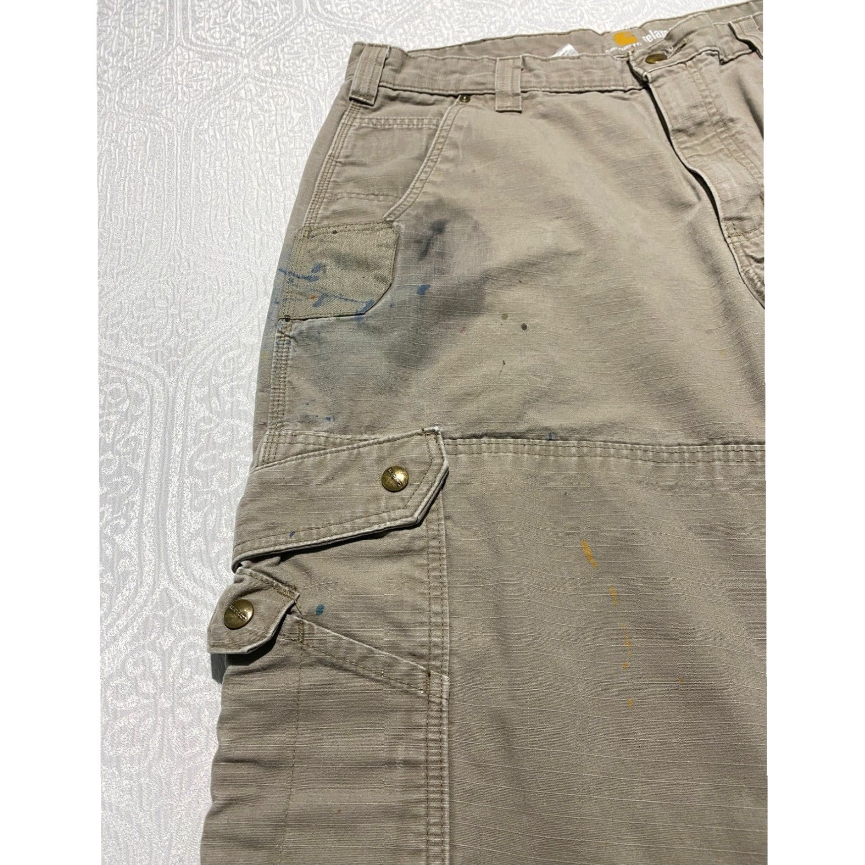 Carhartt VINTAGE Carhartt B342 Double Knee Relaxed Fit Ripstop Cargo Work Pants Tan Mens 38x34 Size US 38 / EU 54 - 4 Thumbnail