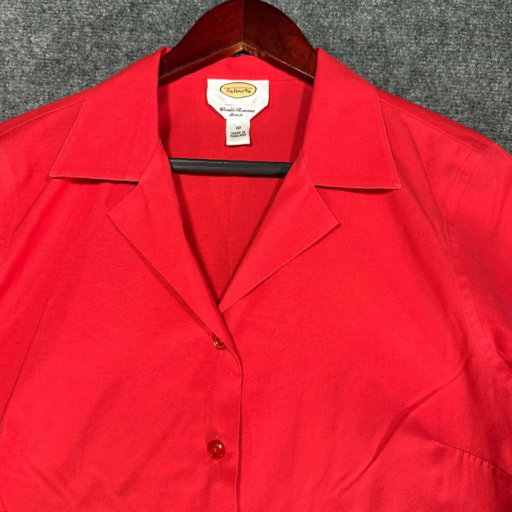 Talbots Talbots Shirt Womens 10 Red Cotton Stretch Button Up Blouse Wrinkle Resistant Size L / US 10 / IT 46 - 4 Thumbnail