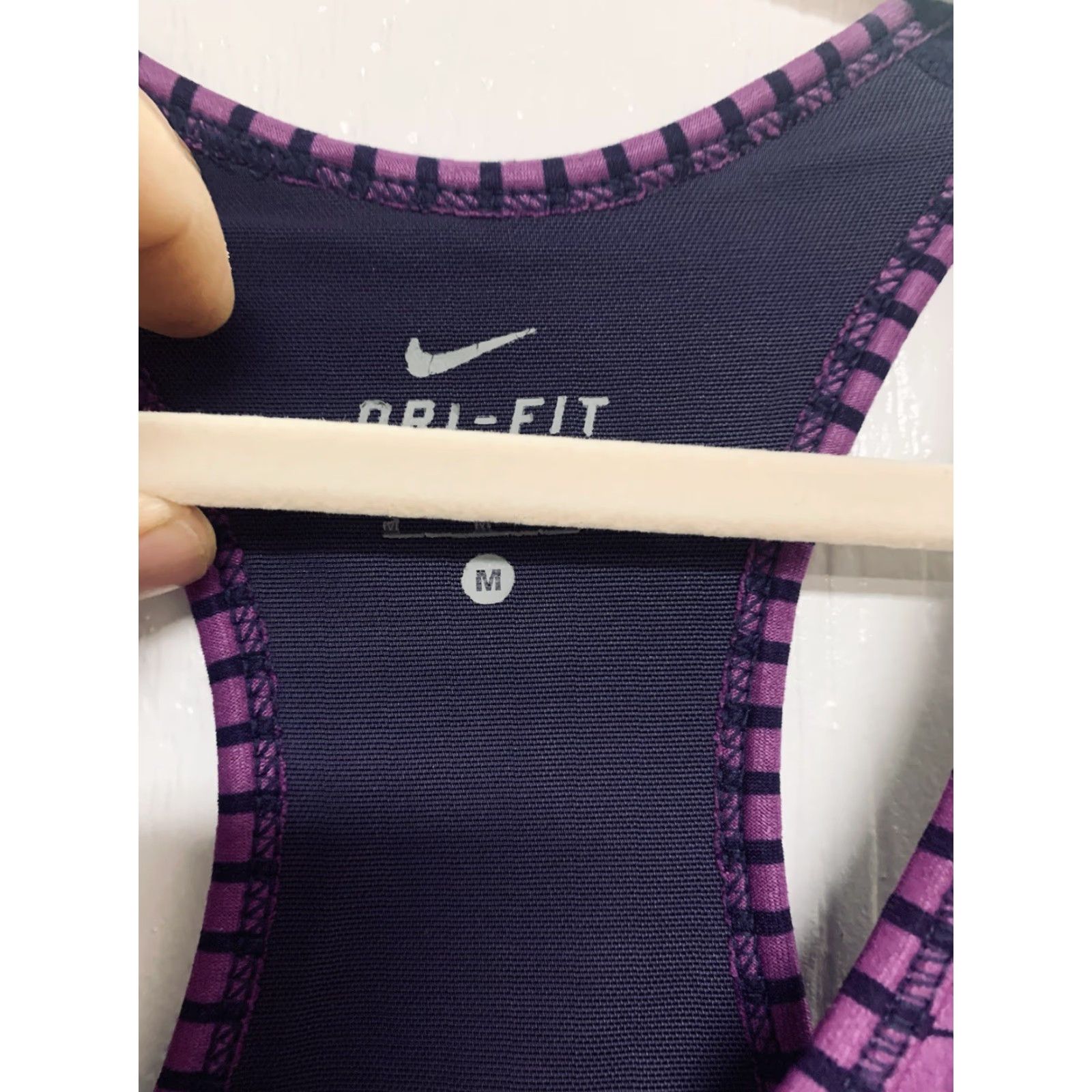Nike Nike Dri-Fit Purple Dedication Print Racerback Workout Bra Top M Women's Tank Purple Racerback 92% Polyester 8% Spandex Size M / US 6-8 / IT 42-44 - 4 Thumbnail