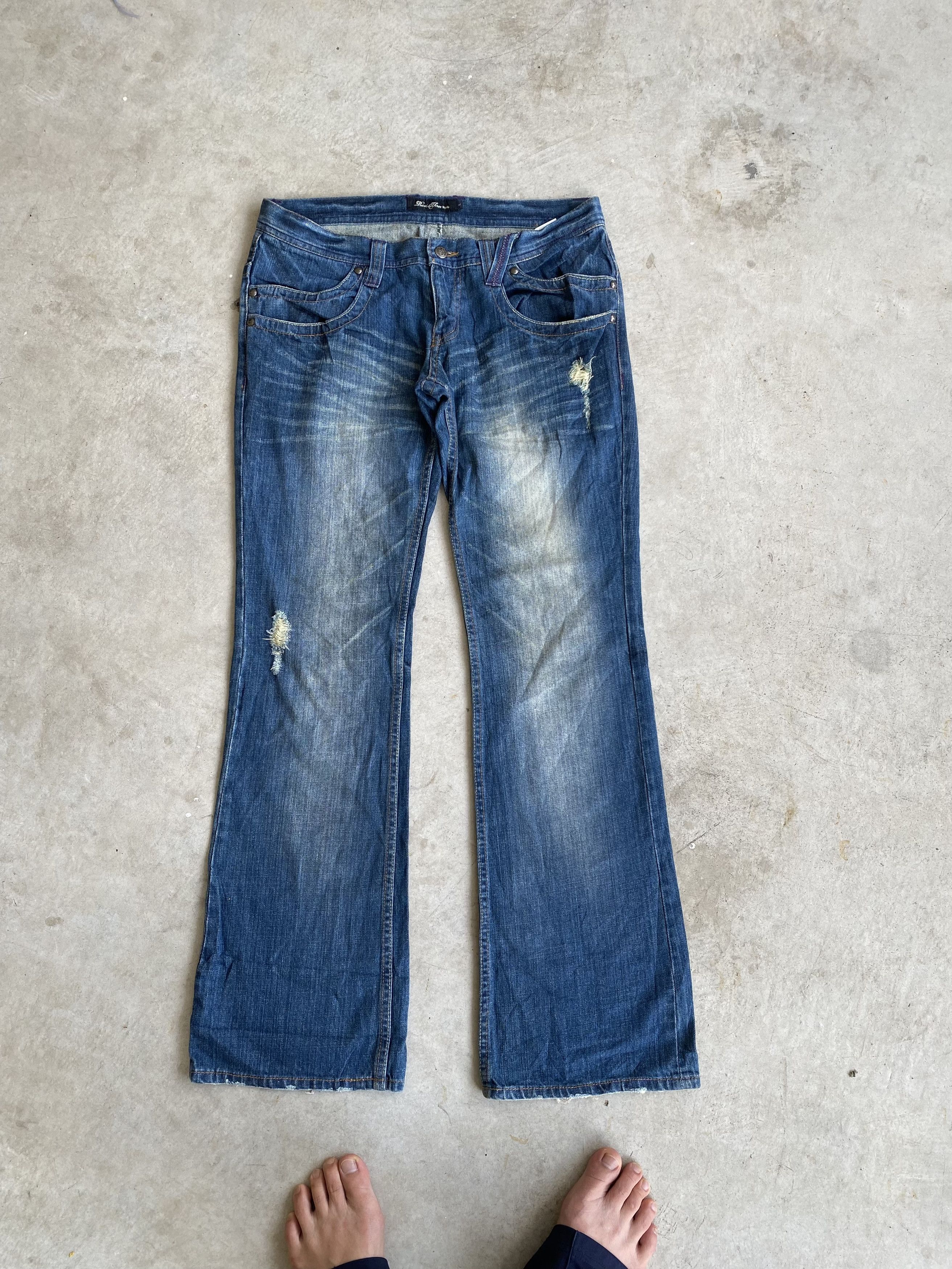 Japanese Brand Root Three Japan Distress Ripped Style Flared Jeans Size US 32 / EU 48 - 1 Thumbnail