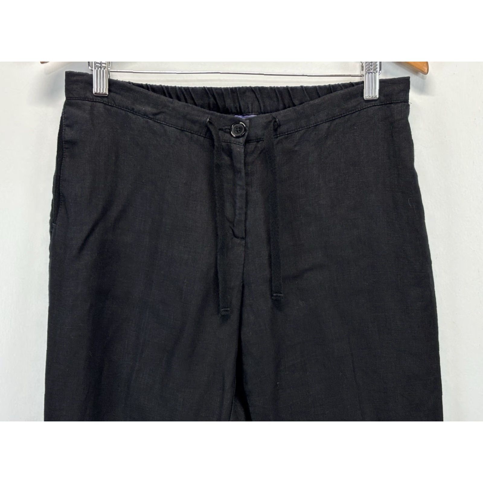 Boden Boden Linen Pants Women Sz 8 Black Straight Leg Drawstring - 100% Linen, Regular, Solid, Pre-owned Good Size 30" / US 8 / IT 44 - 2 Thumbnail