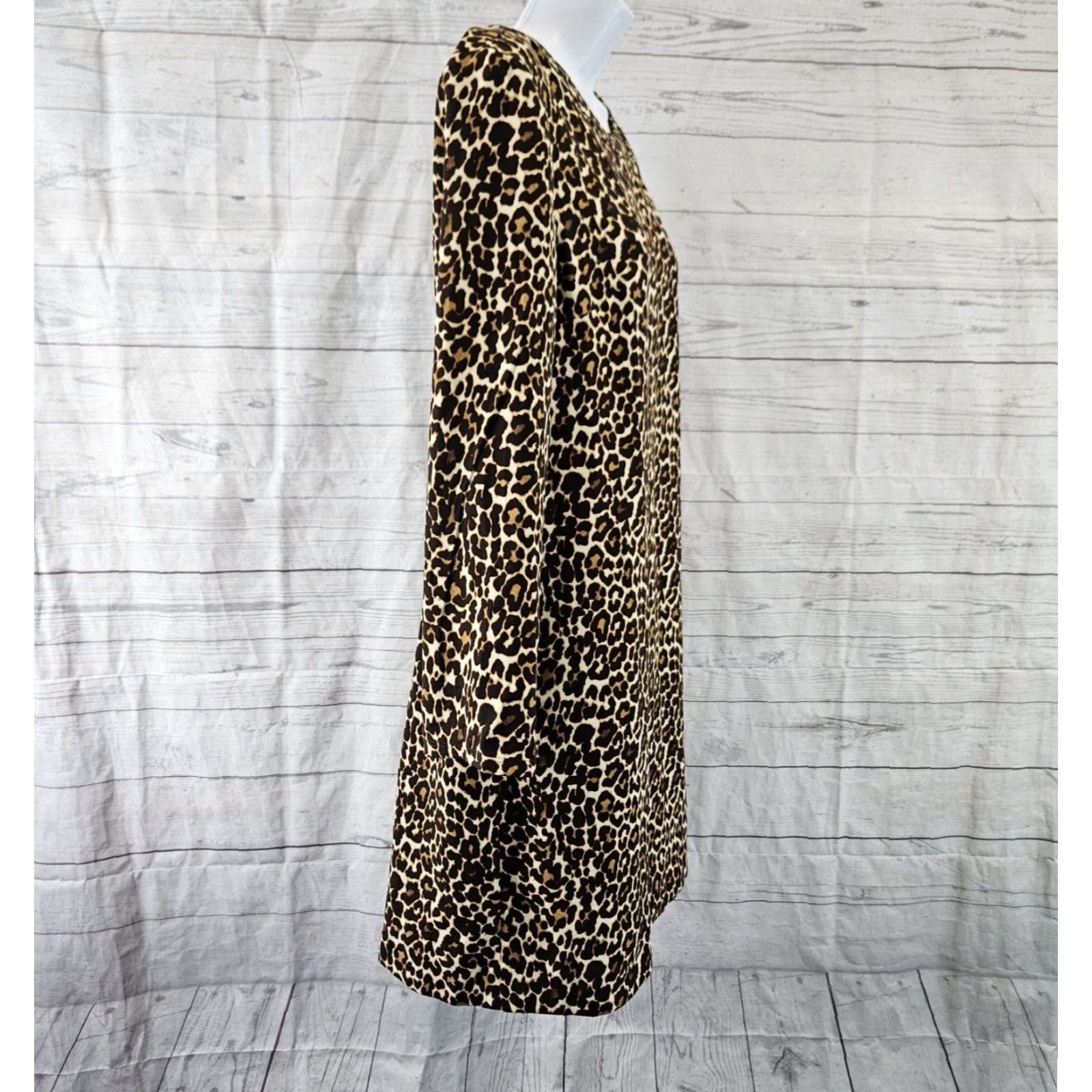 J.Crew J Crew Womens Crepe Shift Dress In Cat Print Sz 10 Brown Long Sleeve Size L / US 10 / IT 46 - 3 Thumbnail