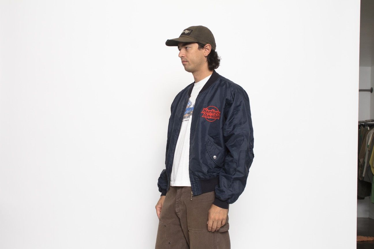 Harley Davidson NAVY ZIP UP BOMBER JACKET BY HARLEY DAVIDSON Size US XL / EU 56 / 4 - 2 Thumbnail