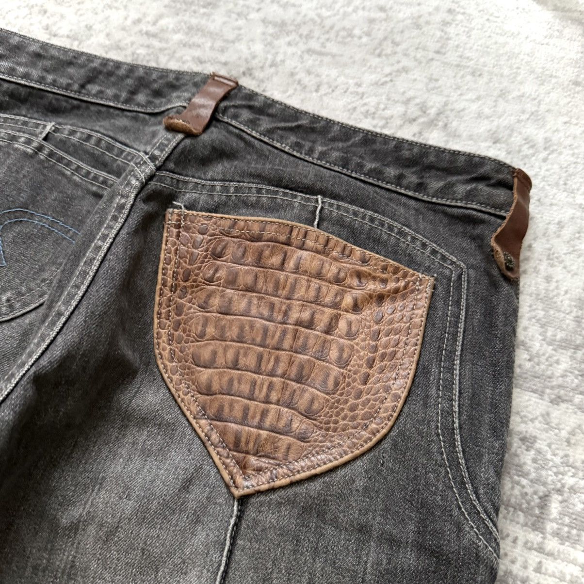 Obelisk Obelisk Crocodile Leather Detailed Flare Bell Bottom Denim Size US 30 / EU 46 - 3 Thumbnail